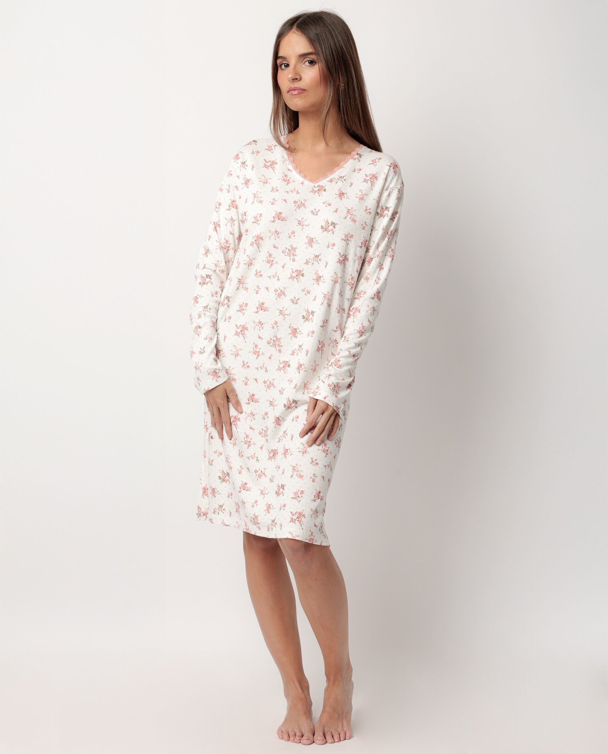 Camisole à manches longues à pois et fleurs pour femme ADMAS CLASSIC