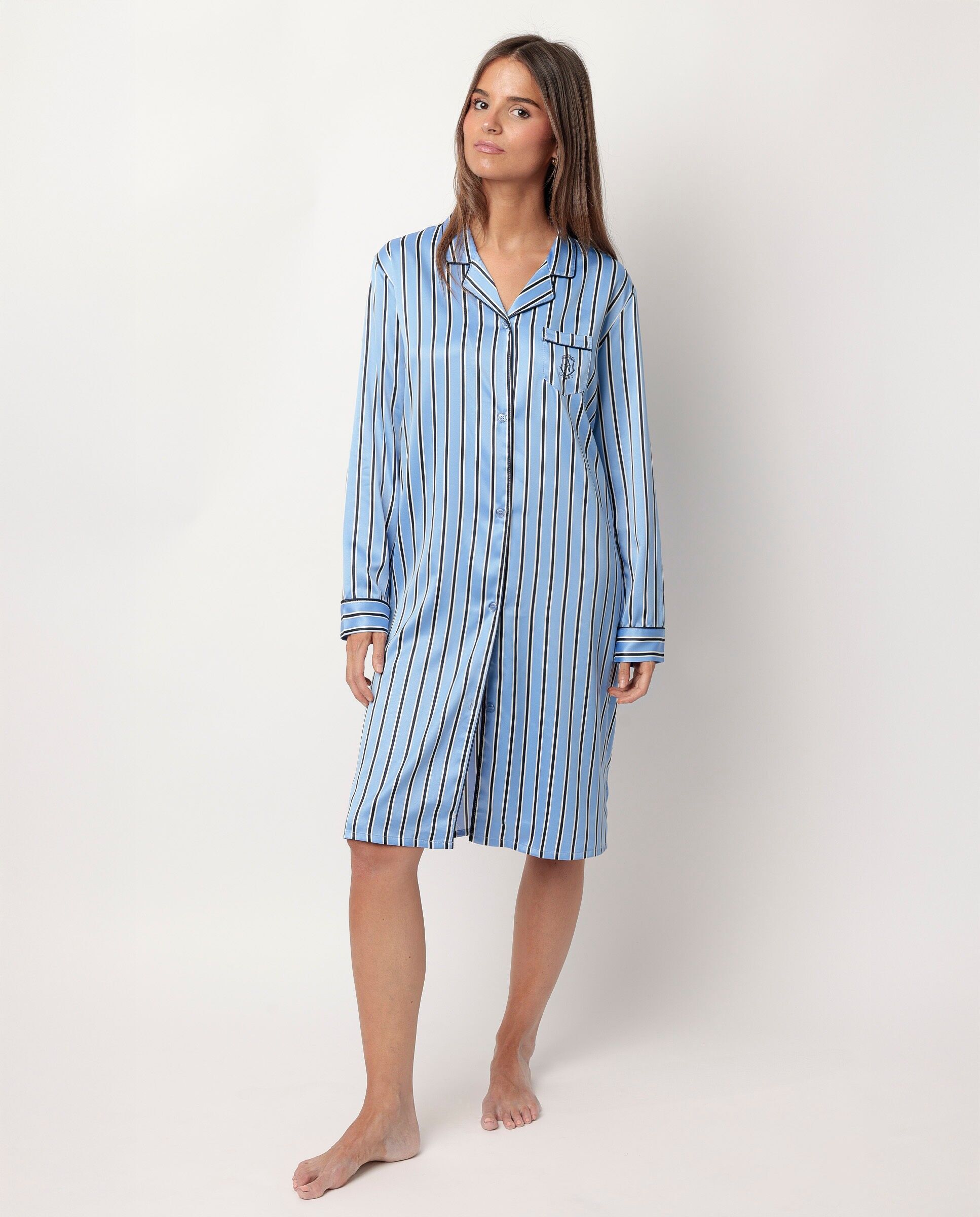 ADMAS CLASSIC Camisole ouverte en satin à manches longues Adm S...