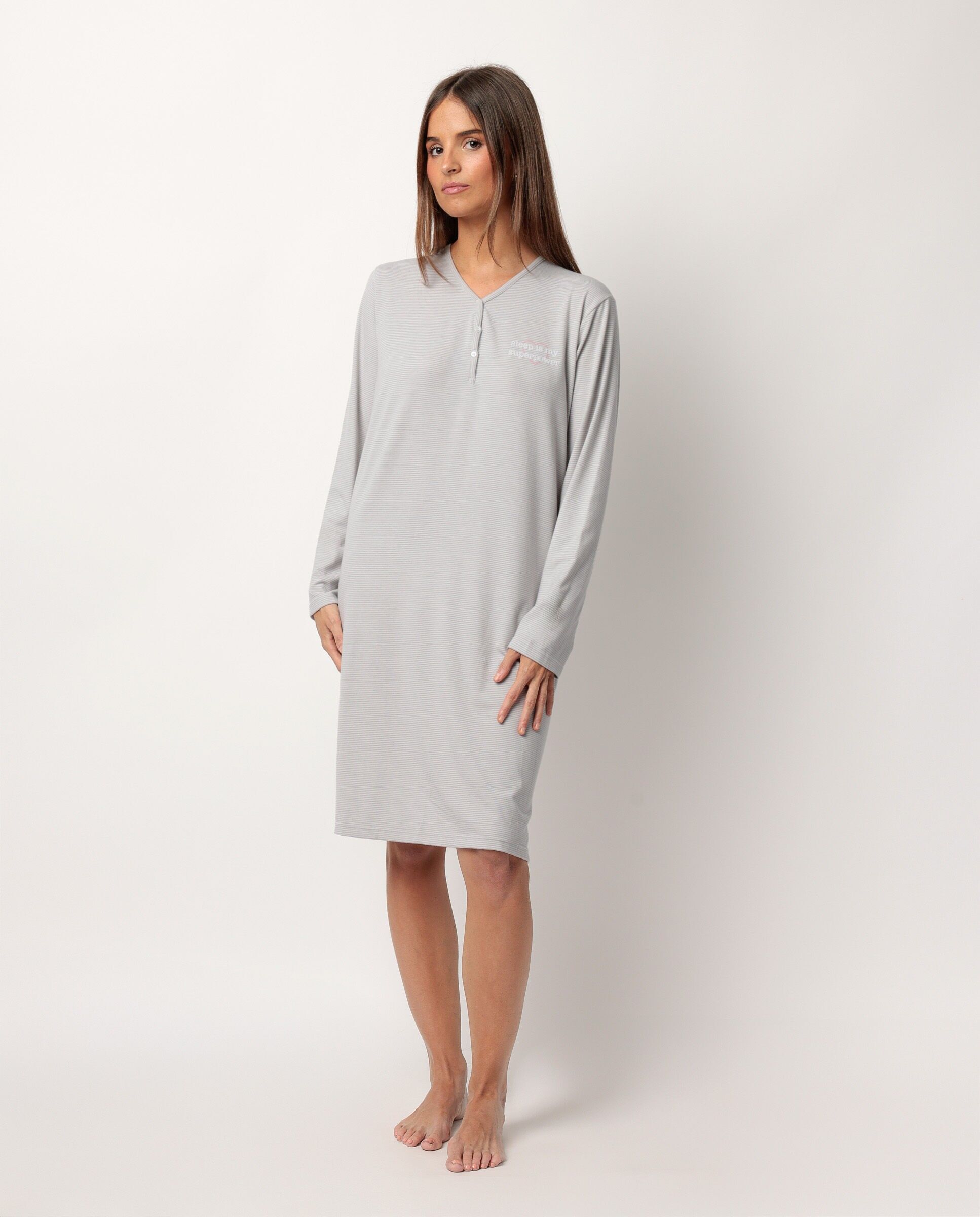 RESTEZ À LA MAISON Camisole à manches longues Patte de boutonnage Le sommeil est mon super...