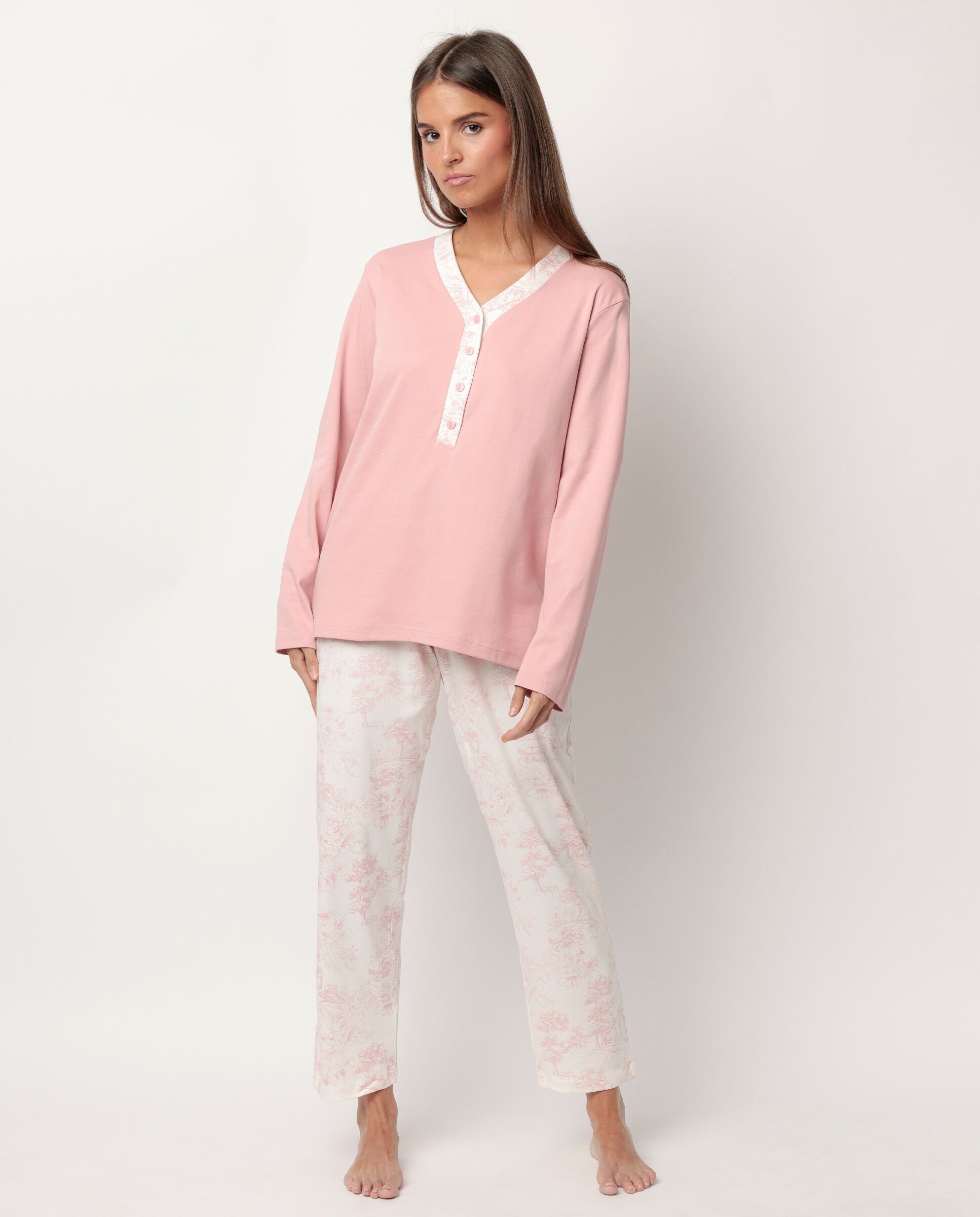 Pigiama ADMAS CLASSIC a maniche lunghe con patta in Toile De Jouy per...