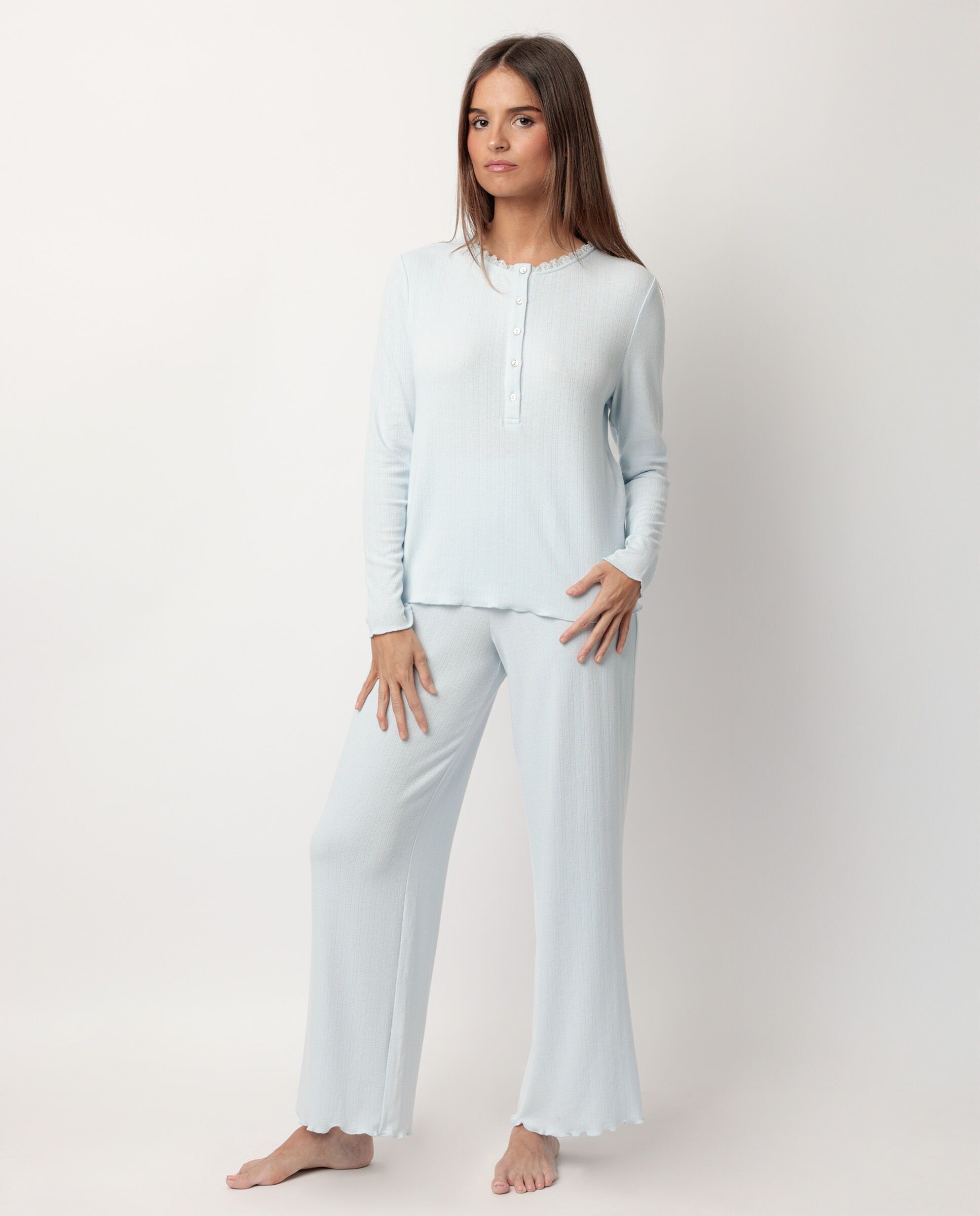 Pigiama romantico a maniche lunghe con bottoni da donna ADMAS CLASSIC