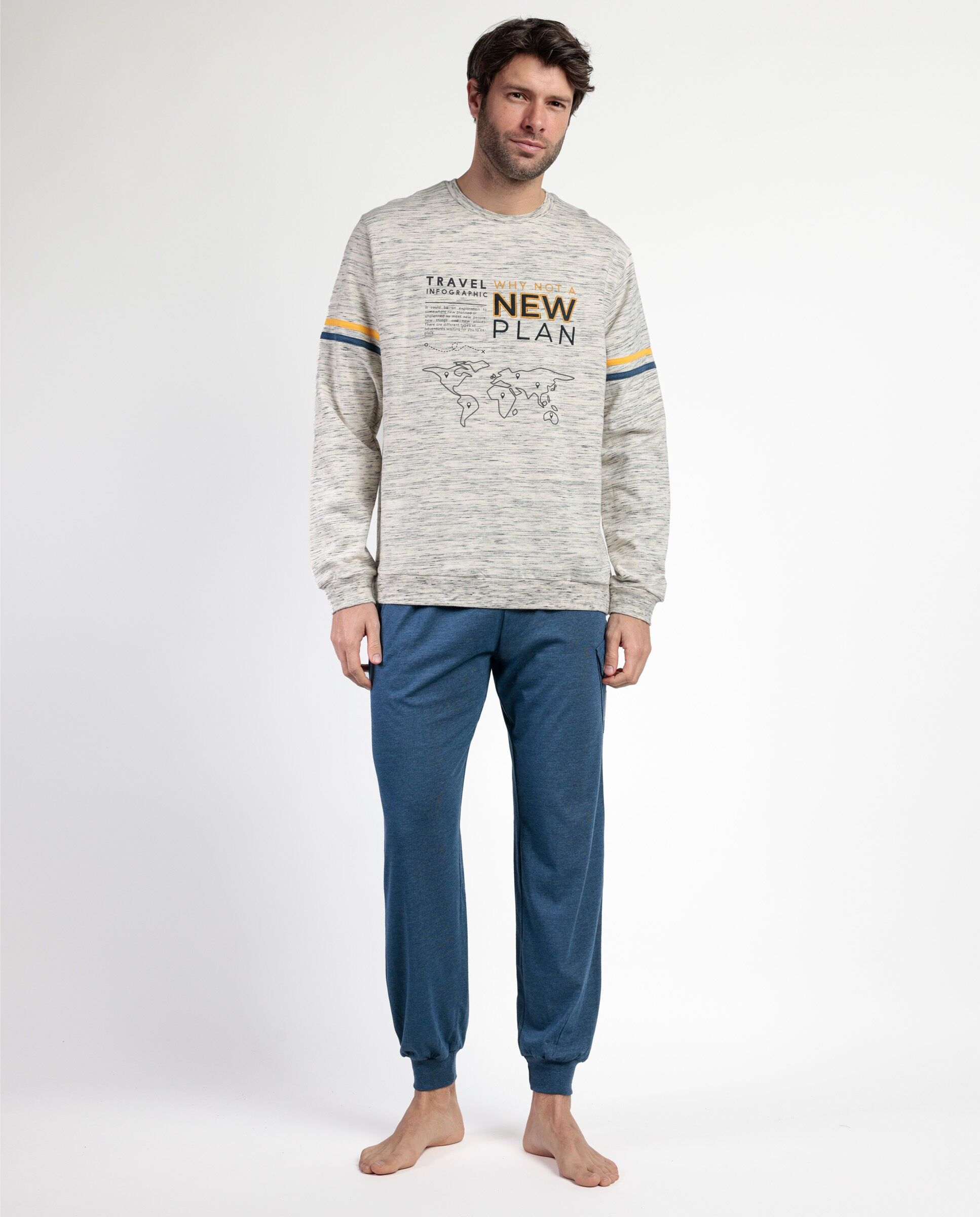 Pyjama en peluche à manches longues pour homme NEW PLAN en ambre