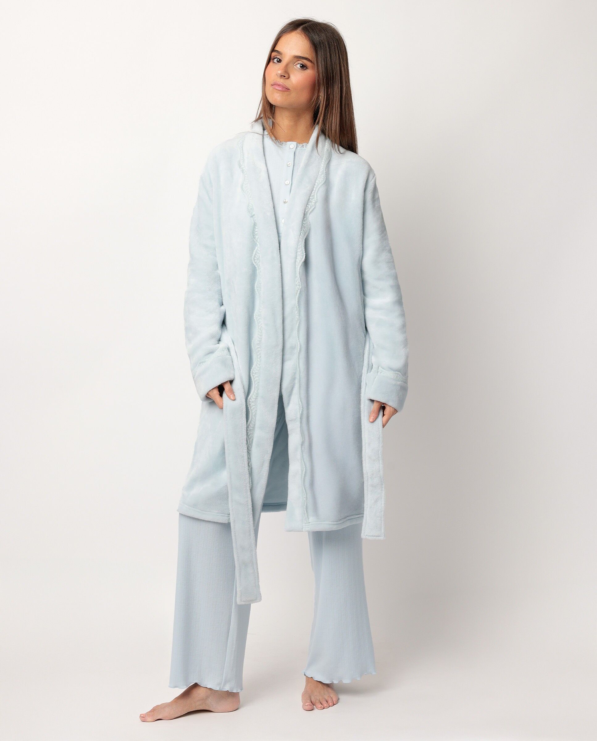 ADMAS CLASSIC Warmer romantischer Langarm-Bademantel für Damen