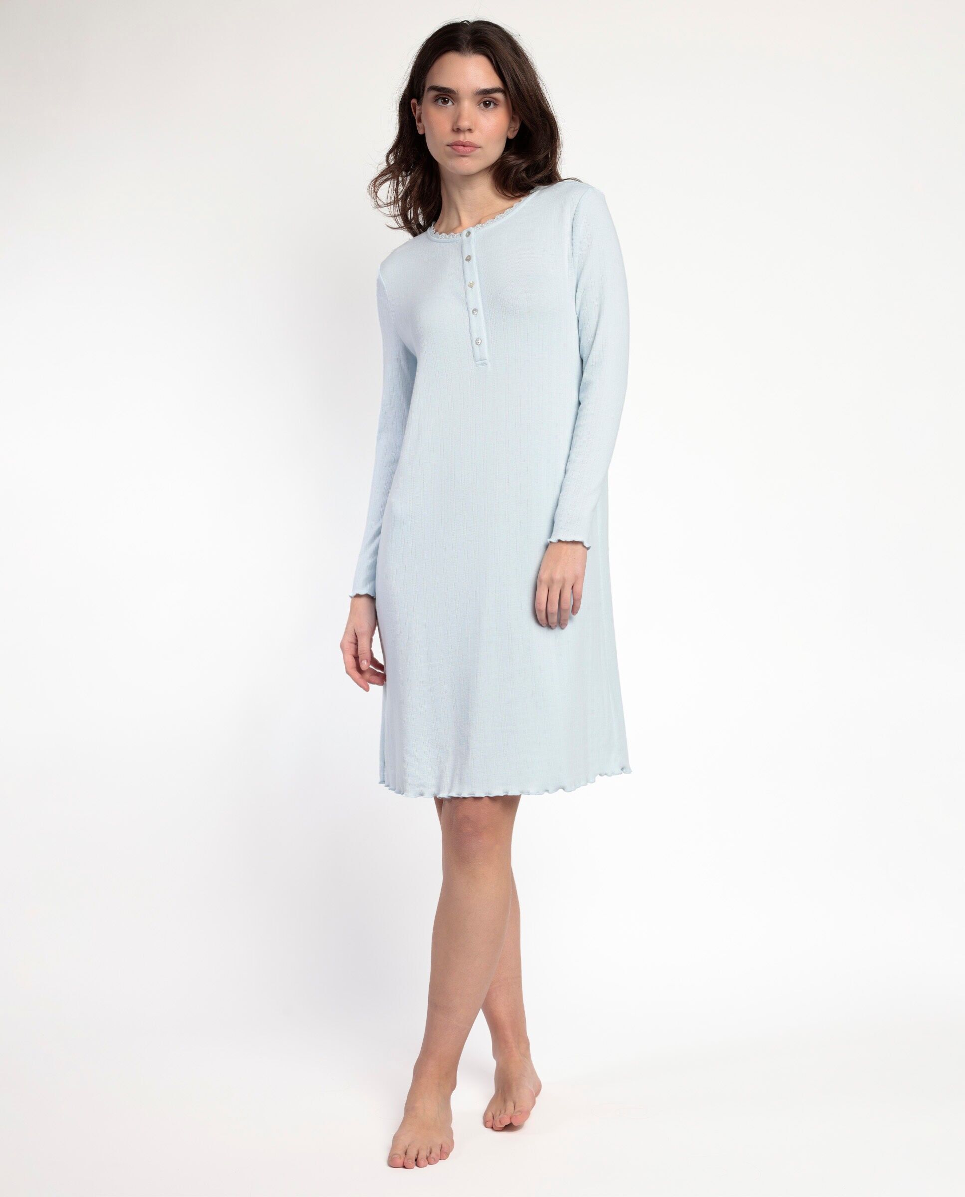 ADMAS CLASSIC Camisole romantique à manches longues et patte de boutonnage pour femme