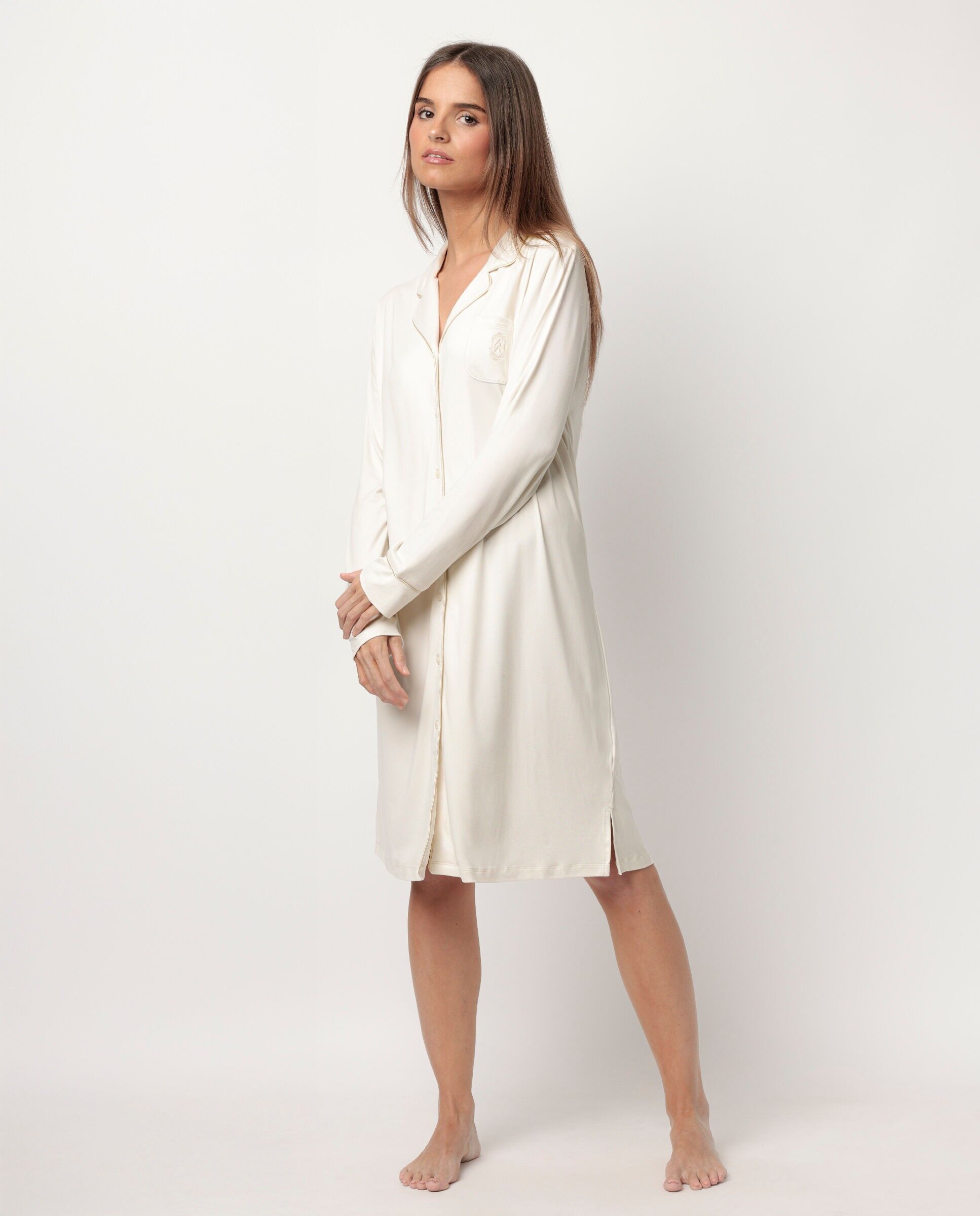 ADMAS CLASSIC Camisole de nuit douce à manches longues et dos ouvert pour...