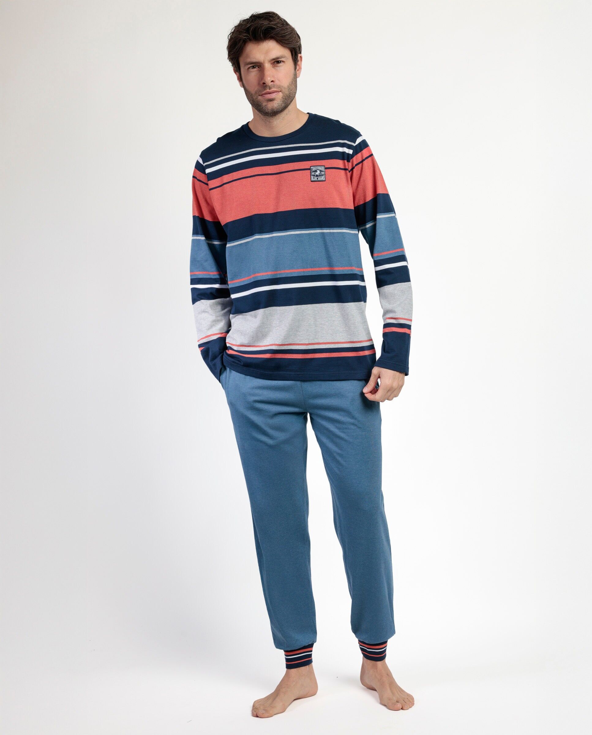 Pyjama à manches longues à rayures brûlées pour homme LOIS