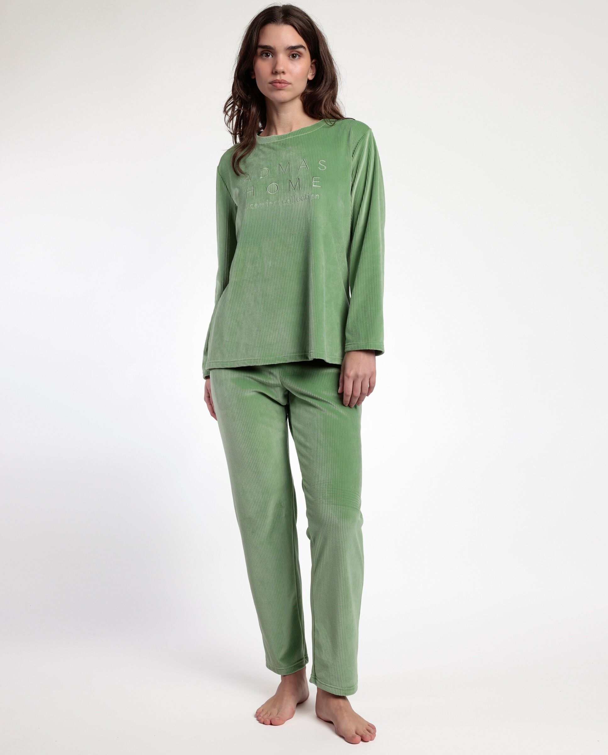 ADMAS HOME Damen-Pyjama mit langen Ärmeln und Samt