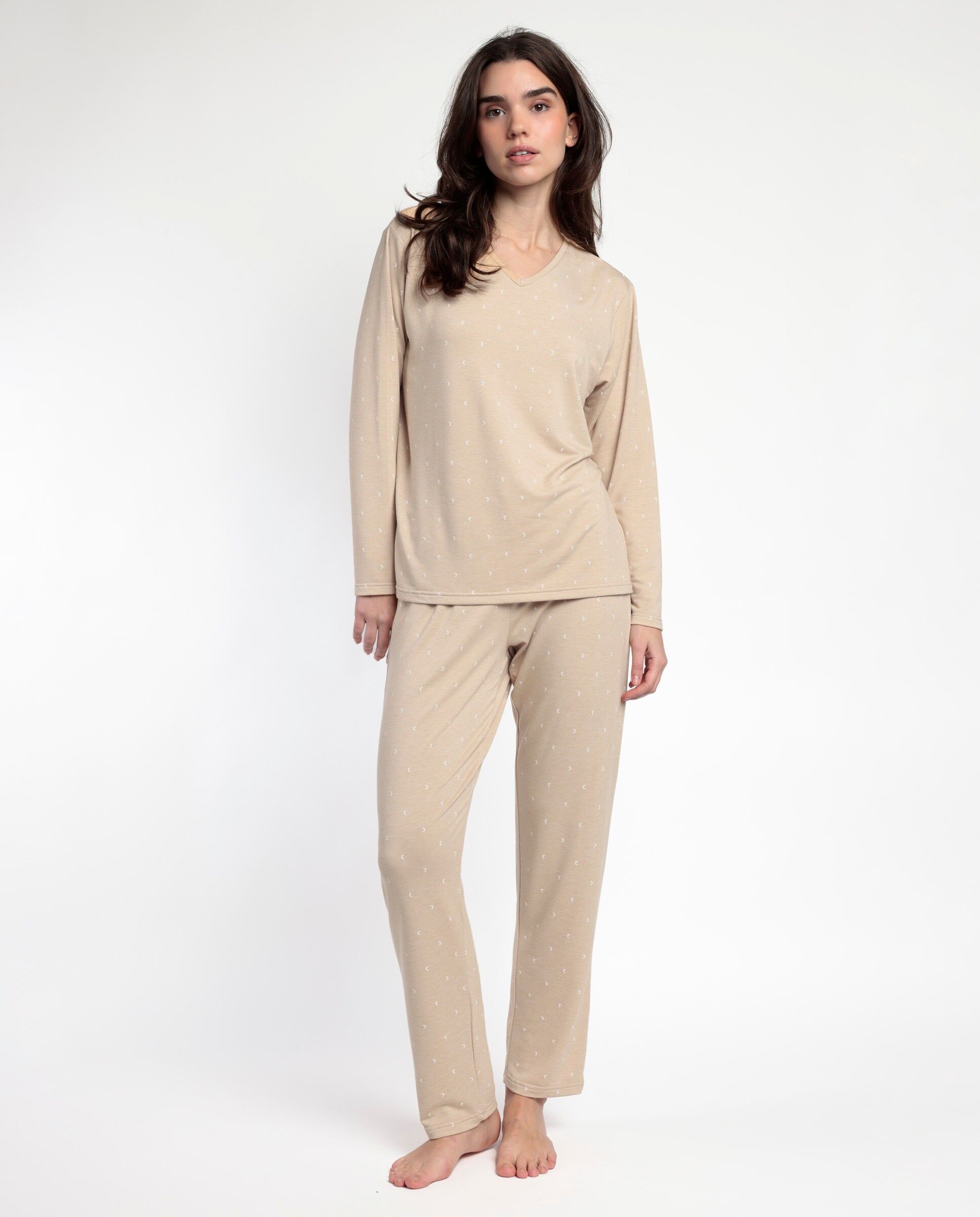 ADMAS HOME Damen Moons Langarm-Pyjama