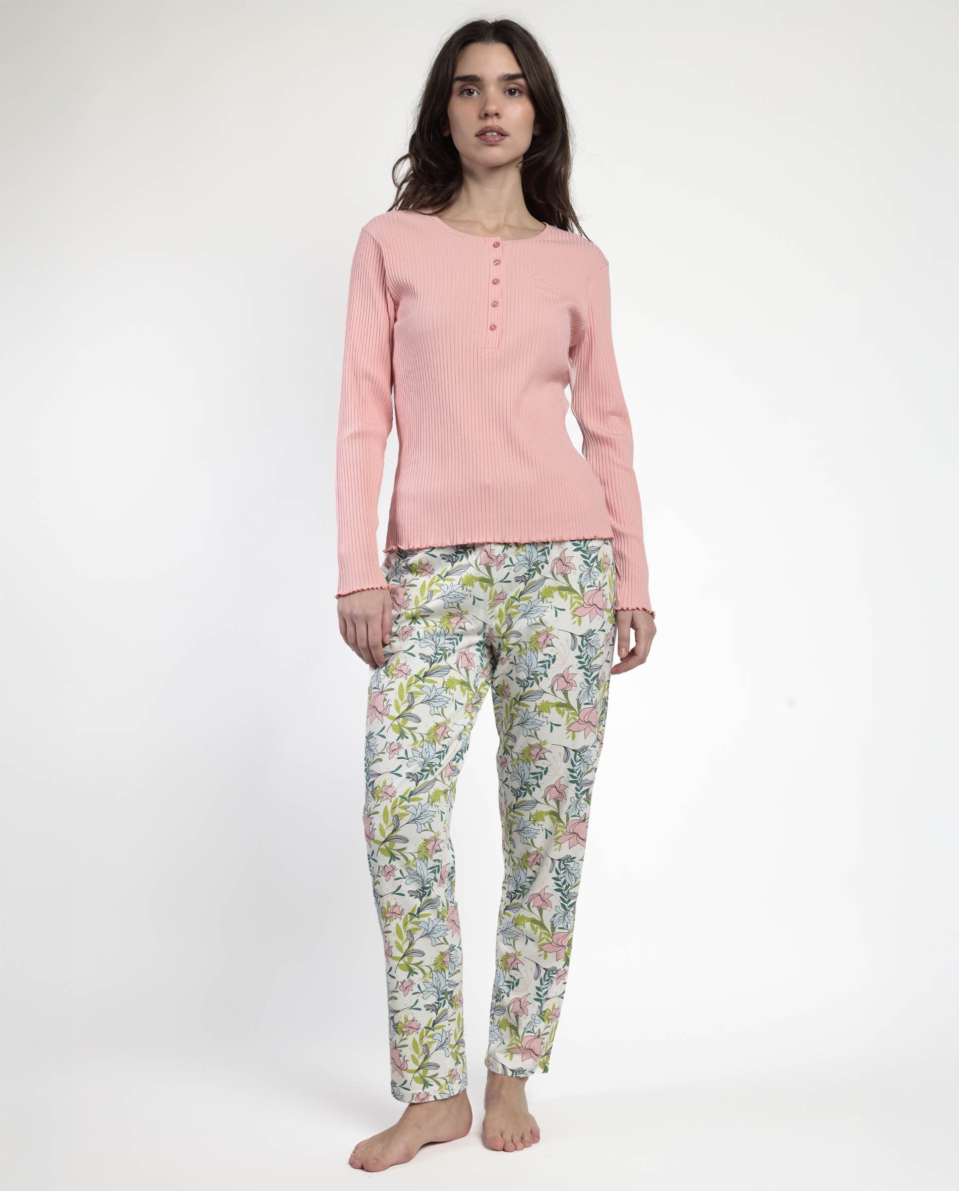 ADMAS GARDEN Autumn Garden Plaid Langarm-Pyjama für...