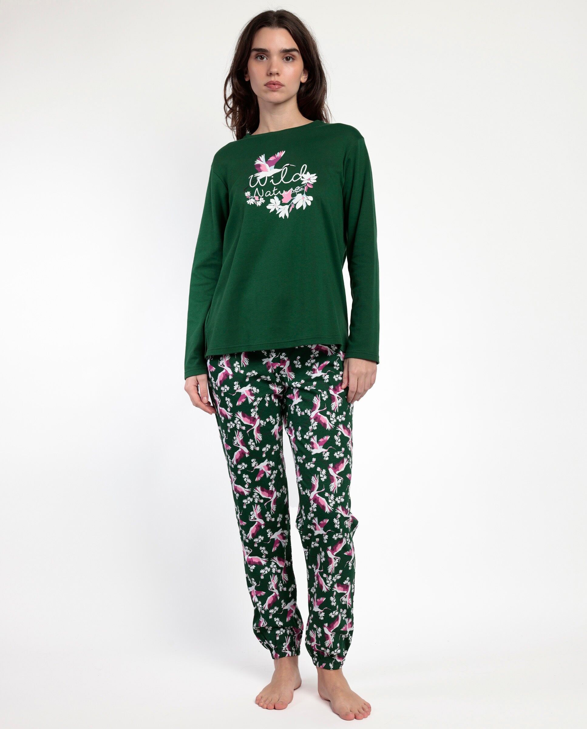 ADMAS GARDEN Damen Wild Nature Langarm-Pyjama