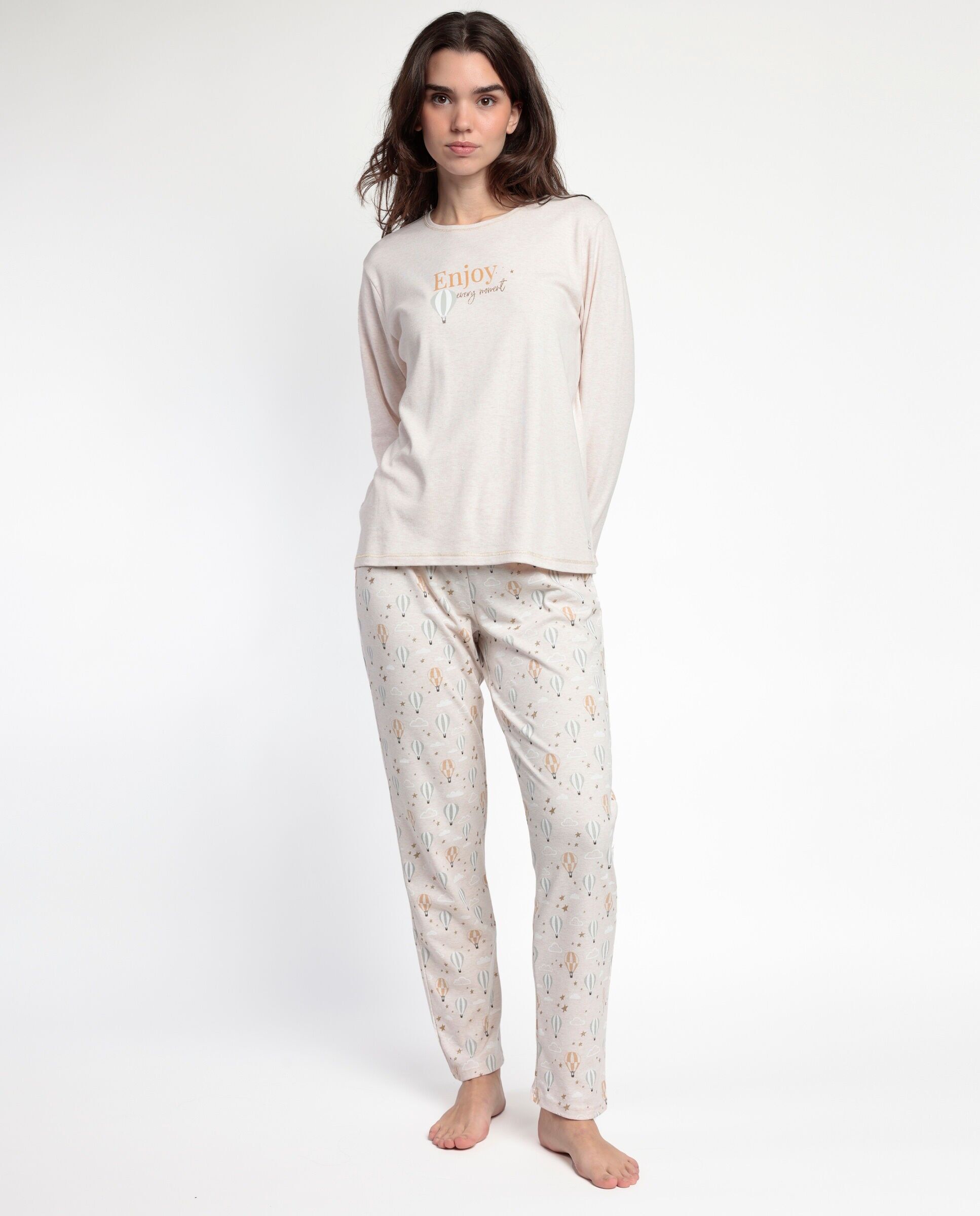 ADMAS Damen-Schlafanzug „Genießen Sie jeden Moment“ mit langen Ärmeln