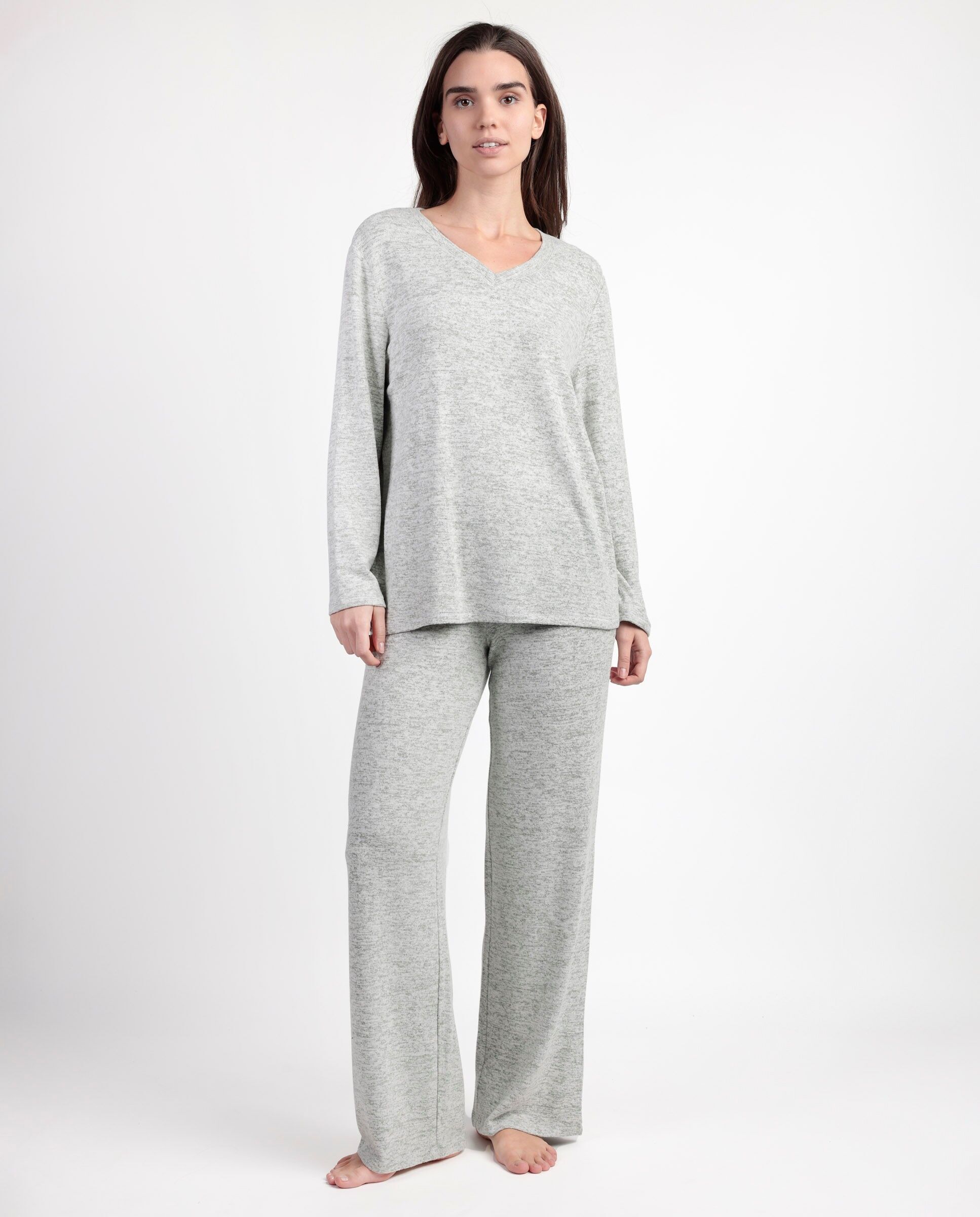 ADMAS GARDEN Damen-Schlafanzug mit langen Ärmeln aus Cretonne-Strick