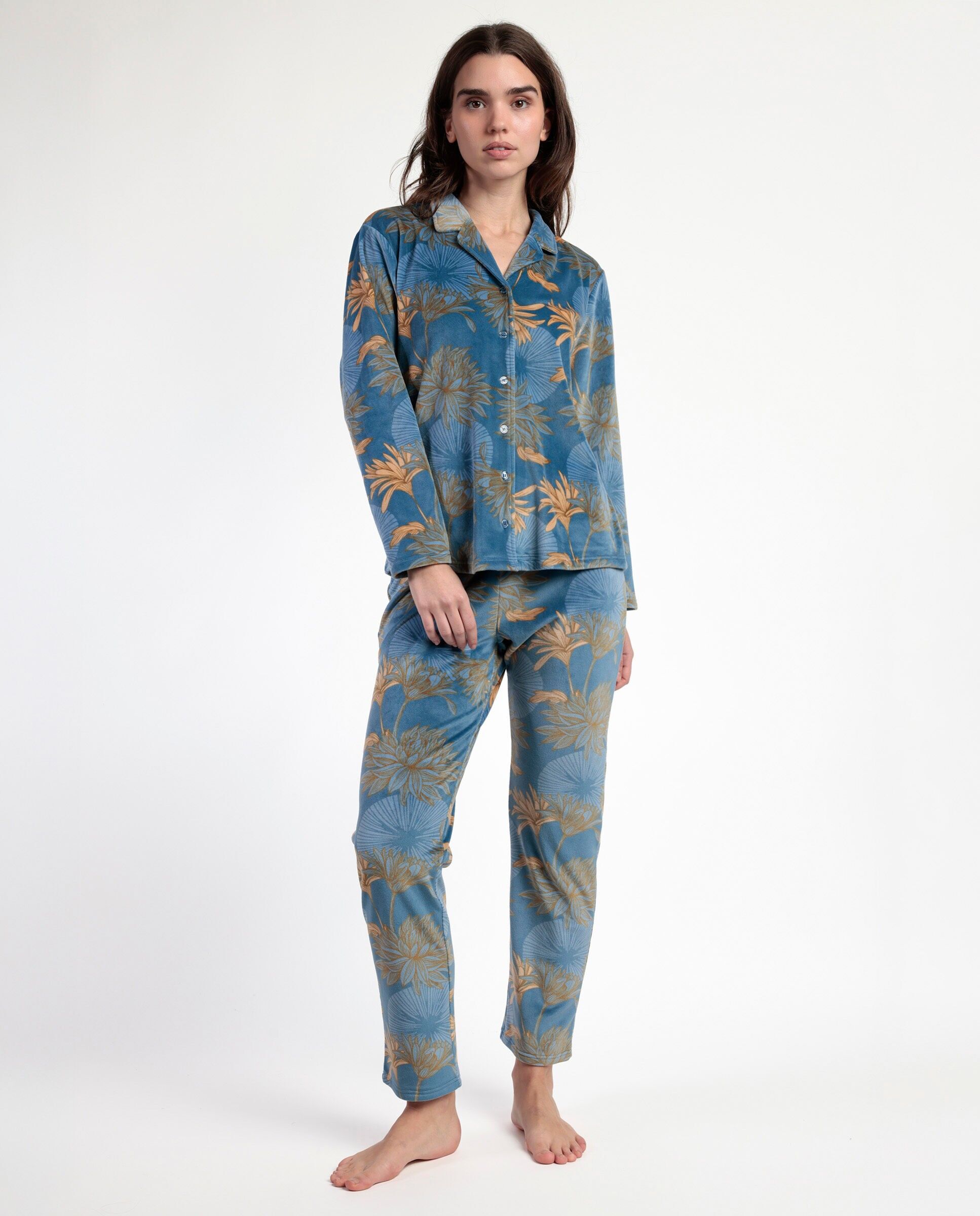 Pyjama jungle en velours ouvert à manches longues ADMAS LUXURY...