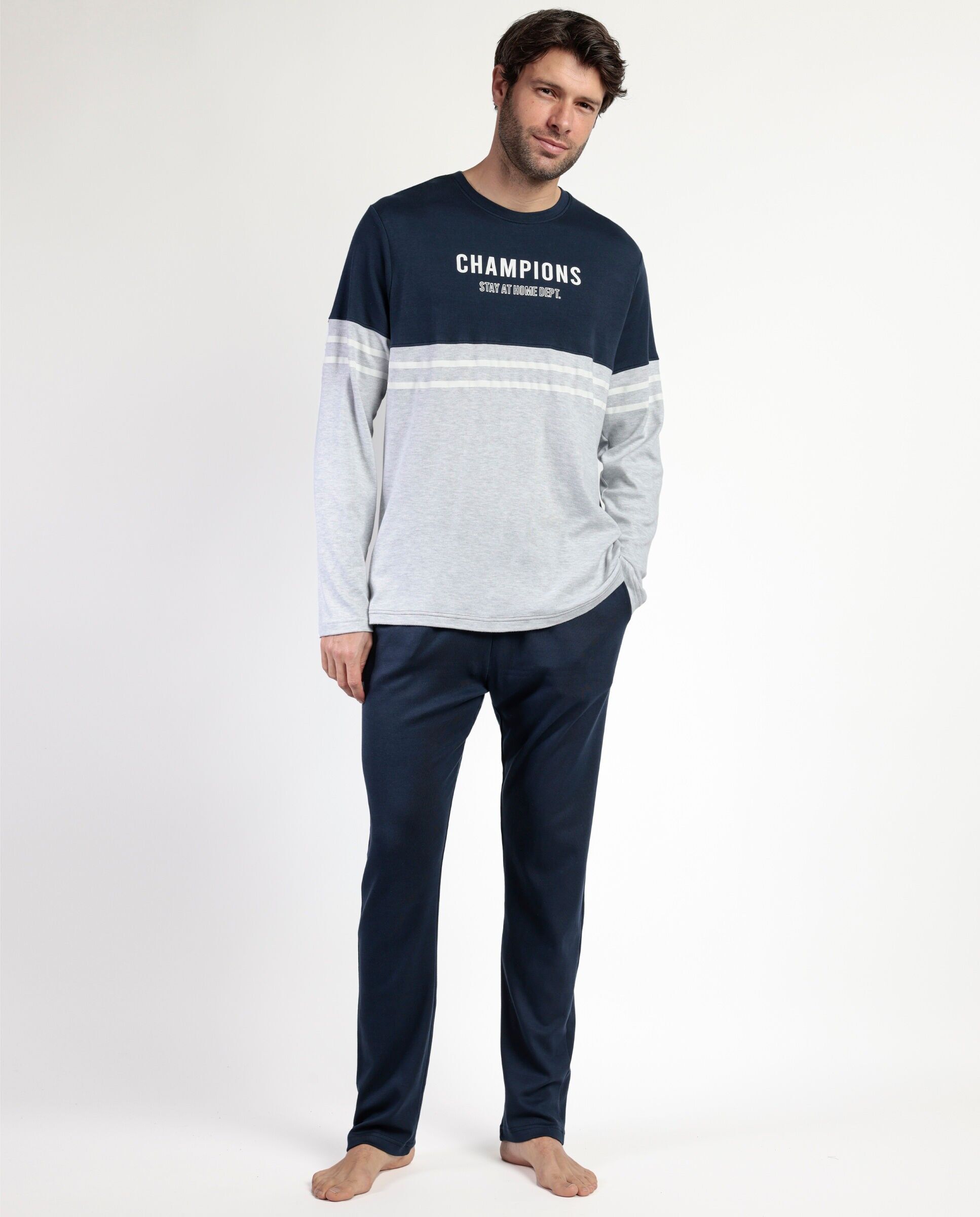 STAY AT HOME Herren Champions Langarm-Pyjama