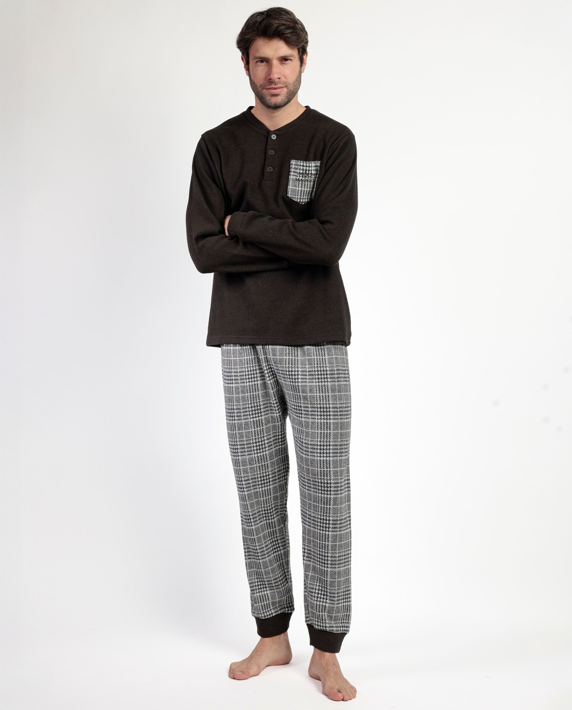 ADMAS MAGNIFIC American Plaid Langarm-Pyjama für H...
