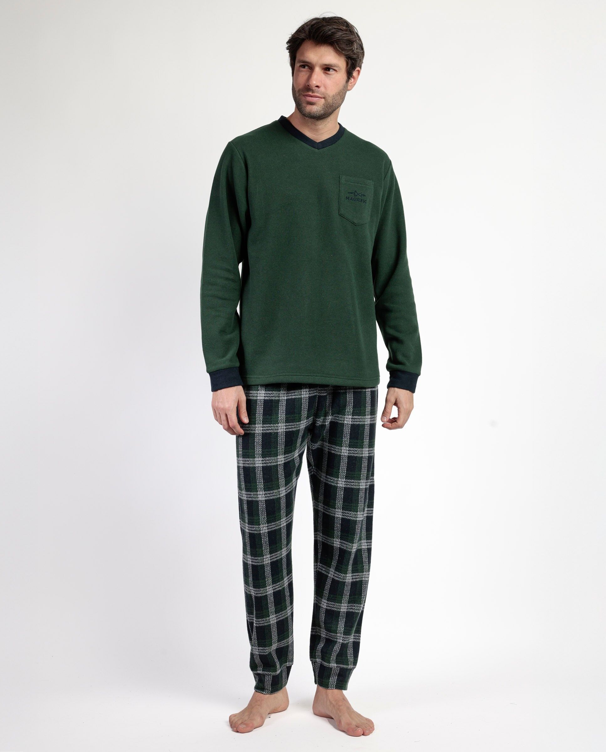 ADMAS MAGNIFIC Herren-Schlafanzug Emerald Peak mit langen Ärmeln