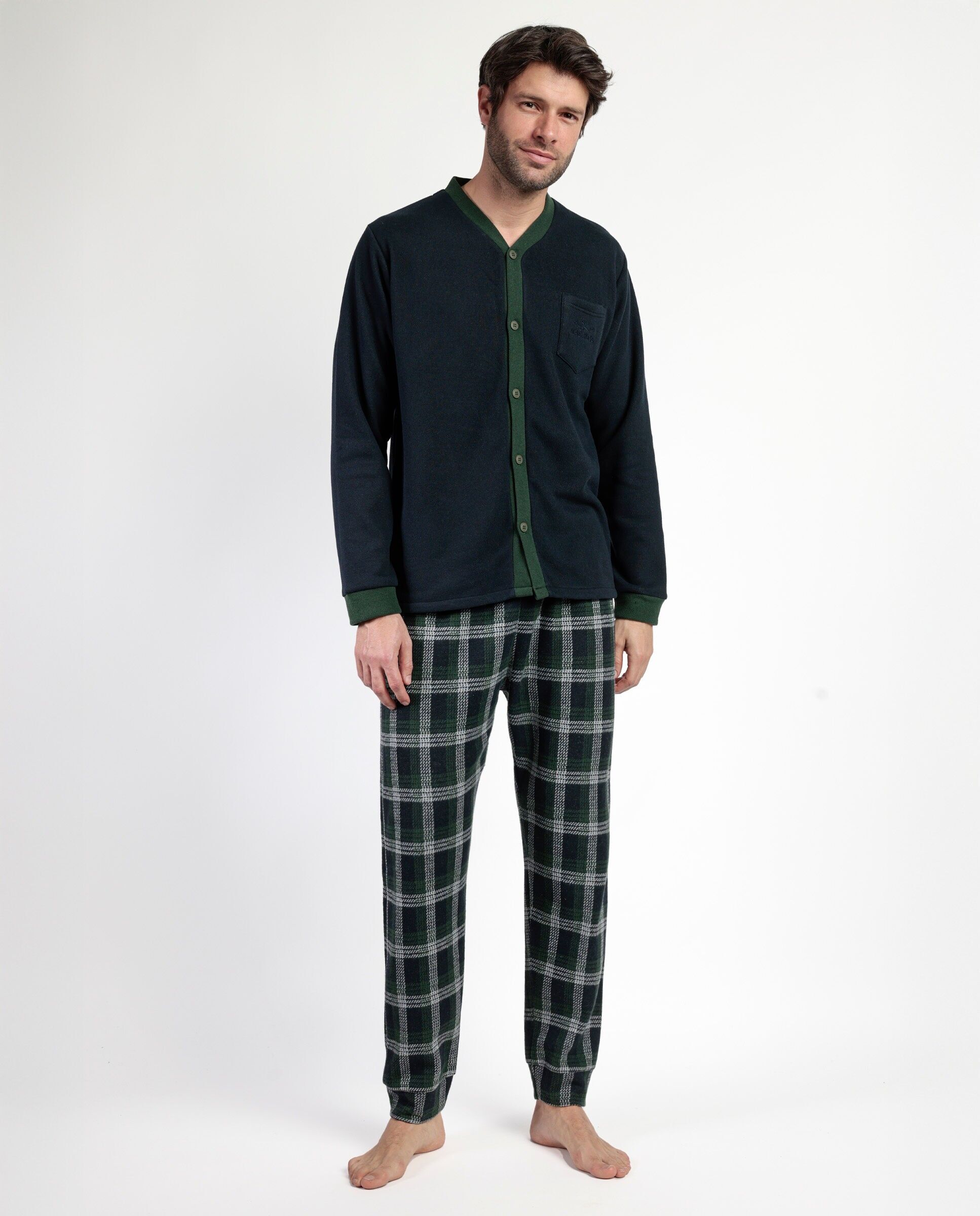 Pyjama ouvert à manches longues ADMAS MAGNIFIC Smeraldo pour homme...