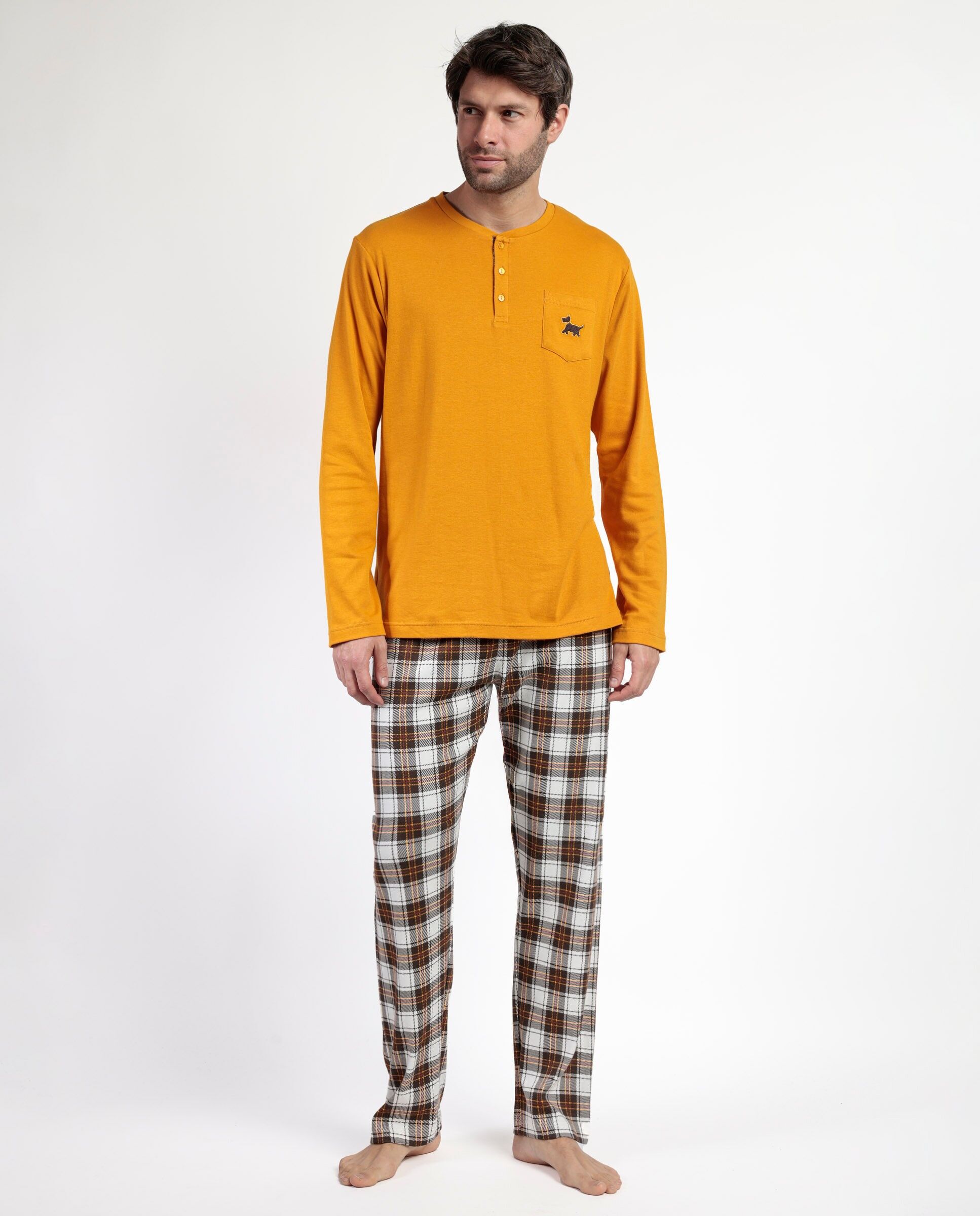 ADMAS Herren-Schlafanzug „Lou Lou Returns“ mit Knopfleiste und langen Ärmeln
