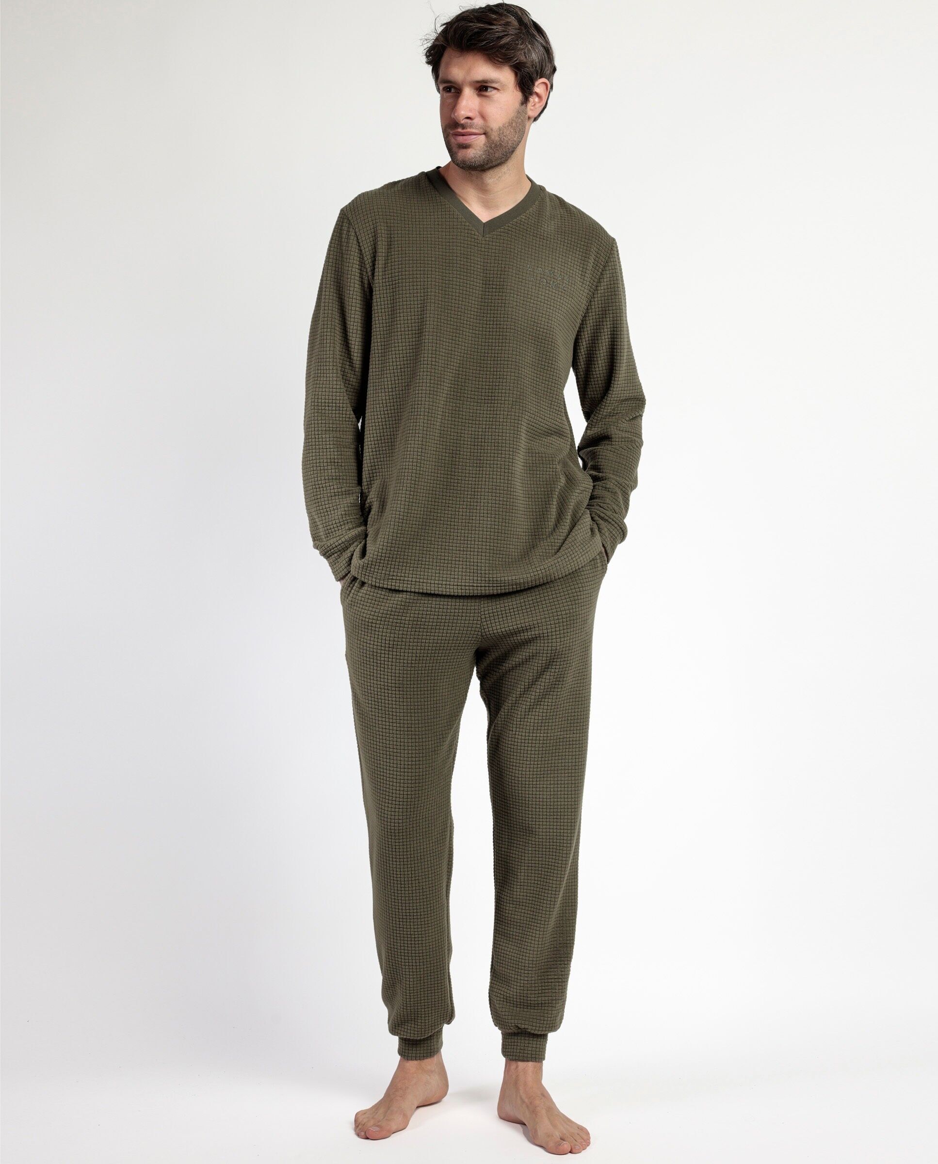 Pyjama à carreaux texturés à manches longues pour homme ADMAS HOME
