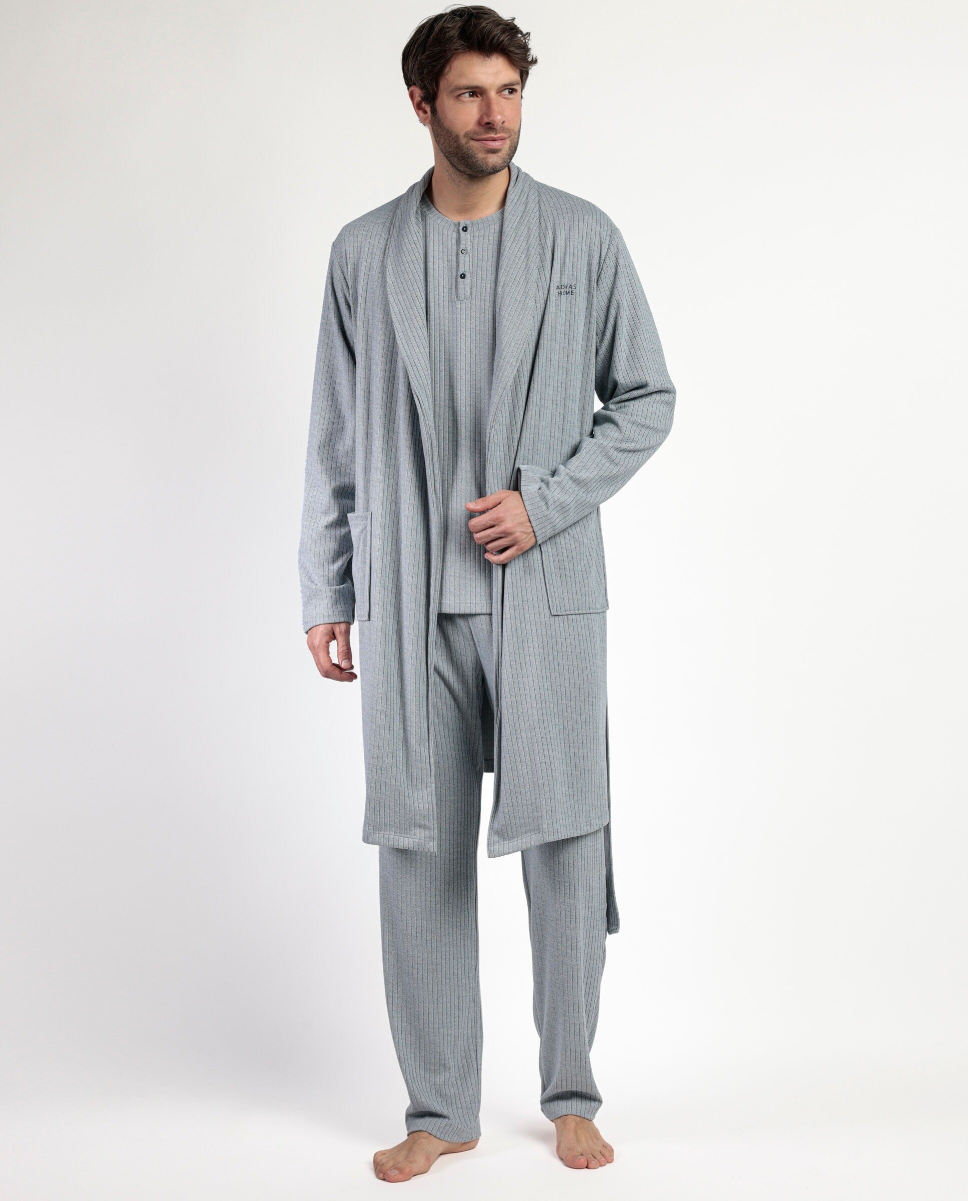 ADMAS HOME Herren-Bademantel, superweich, gerippt, langärmelig