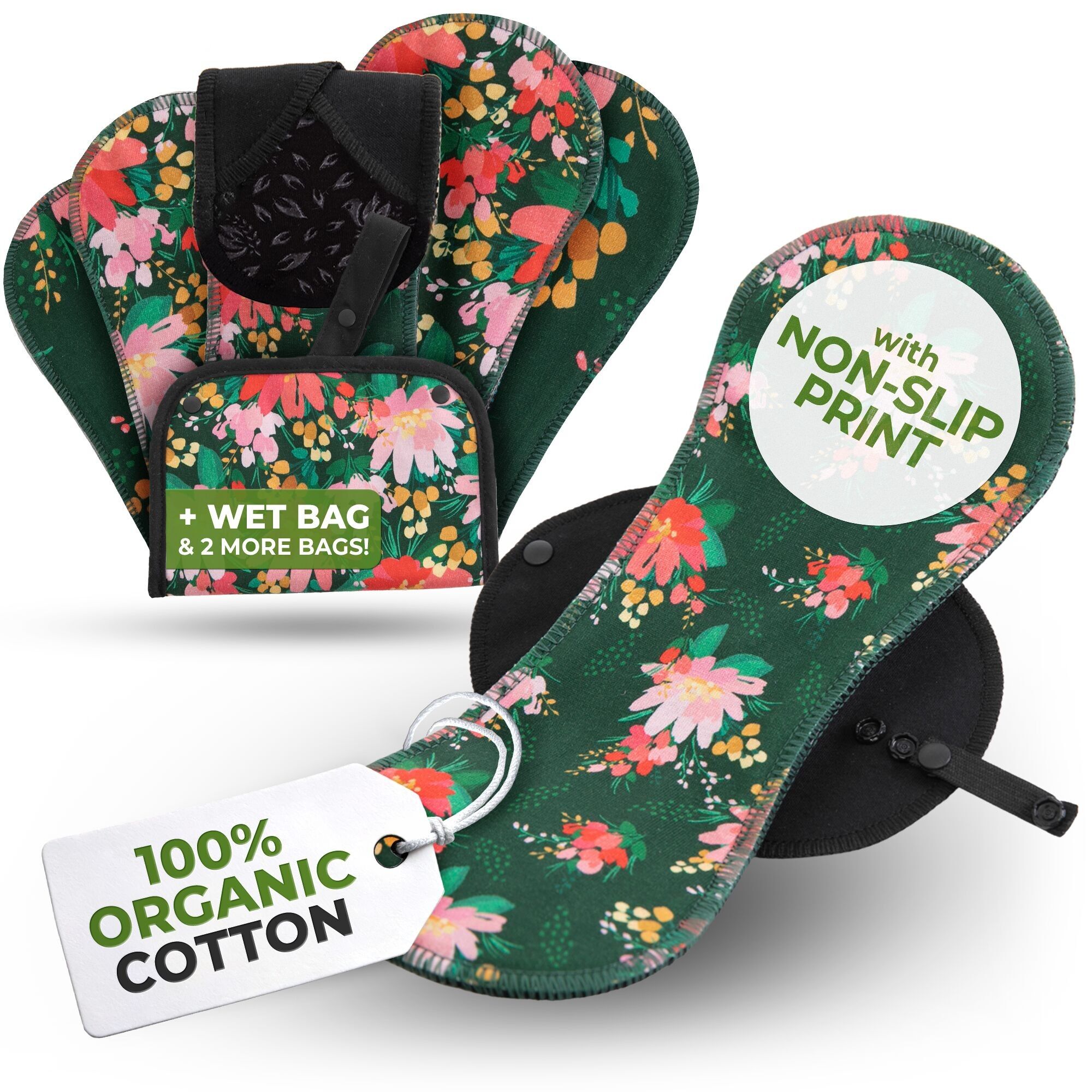 Assorbenti per incontinenza riutilizzabili antiscivolo per il controllo della vescica (L+XL: confezione da 6) - Bouquet