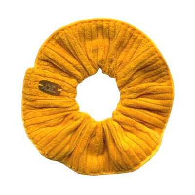 Scrunchie de pana amarillo mostaza