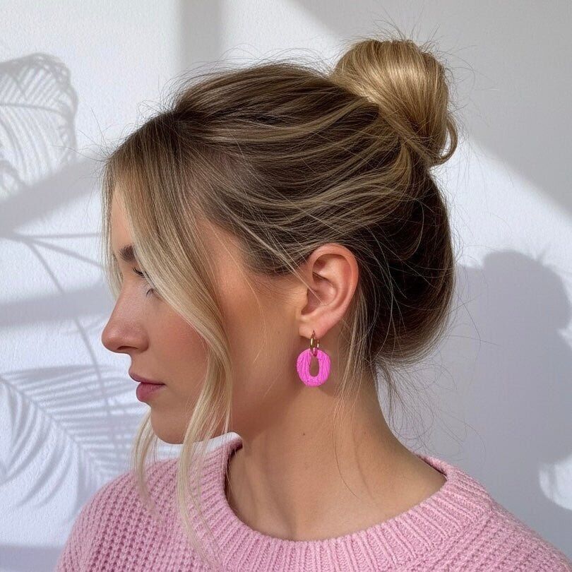 Orecchini a cerchio Bubble Pink - Acciaio Imperméable