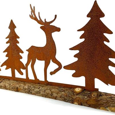 Calm Reindeer on Wooden Beam - Large