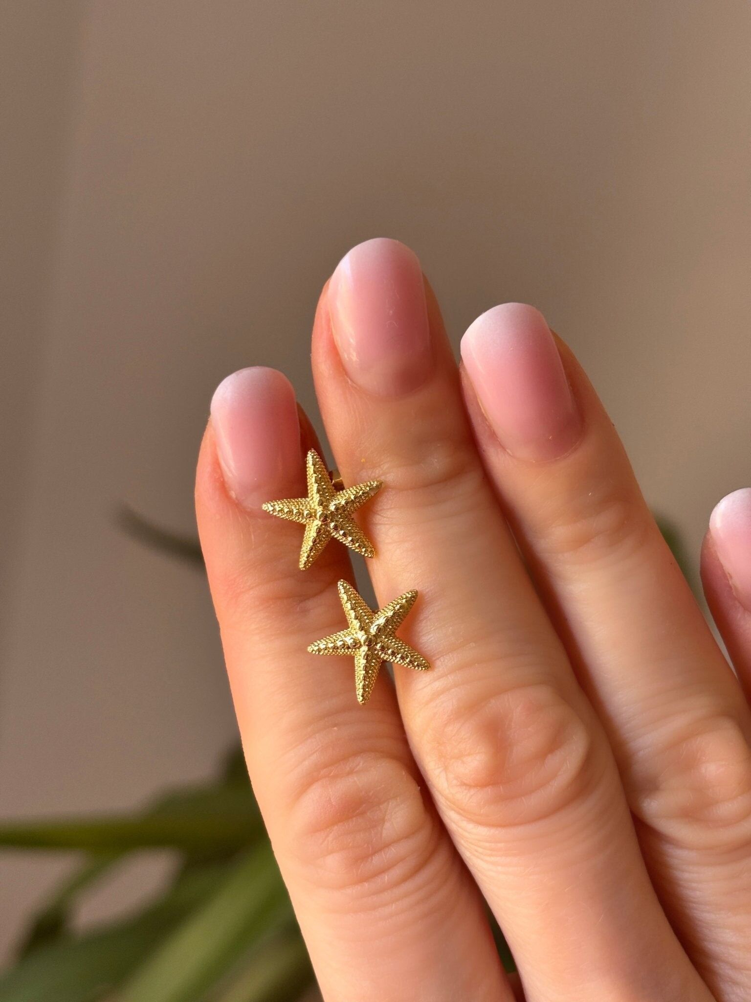 Orecchini Nautilus stella placcato oro 18K