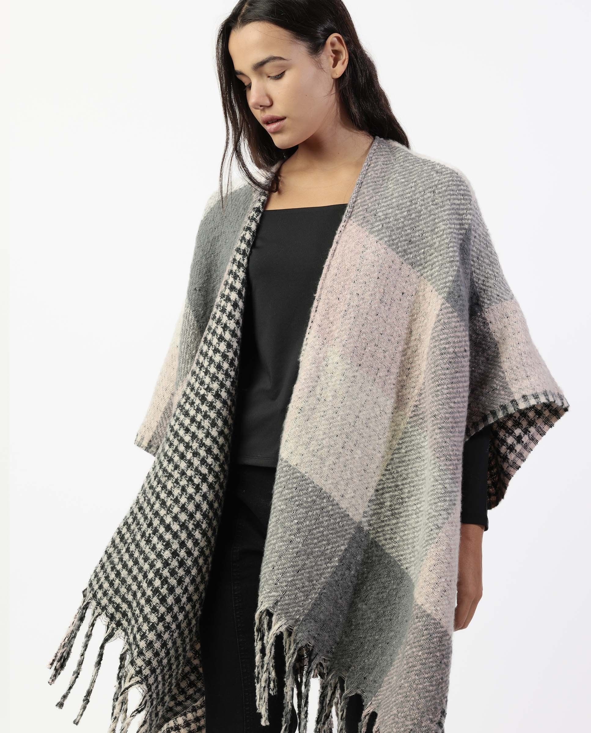 Poncho en tricot ouvert double face tendance ADMAS pour femme...