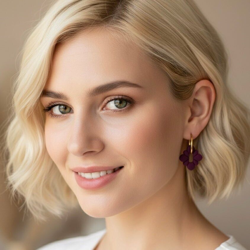 Orecchini a cerchietto artigianali in acciaio placcato oro 18k – Arielle Velvet