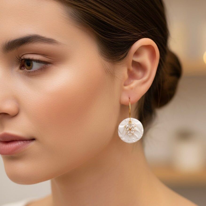 Oecchini a cerchio perlati con zirconi - NOELLE