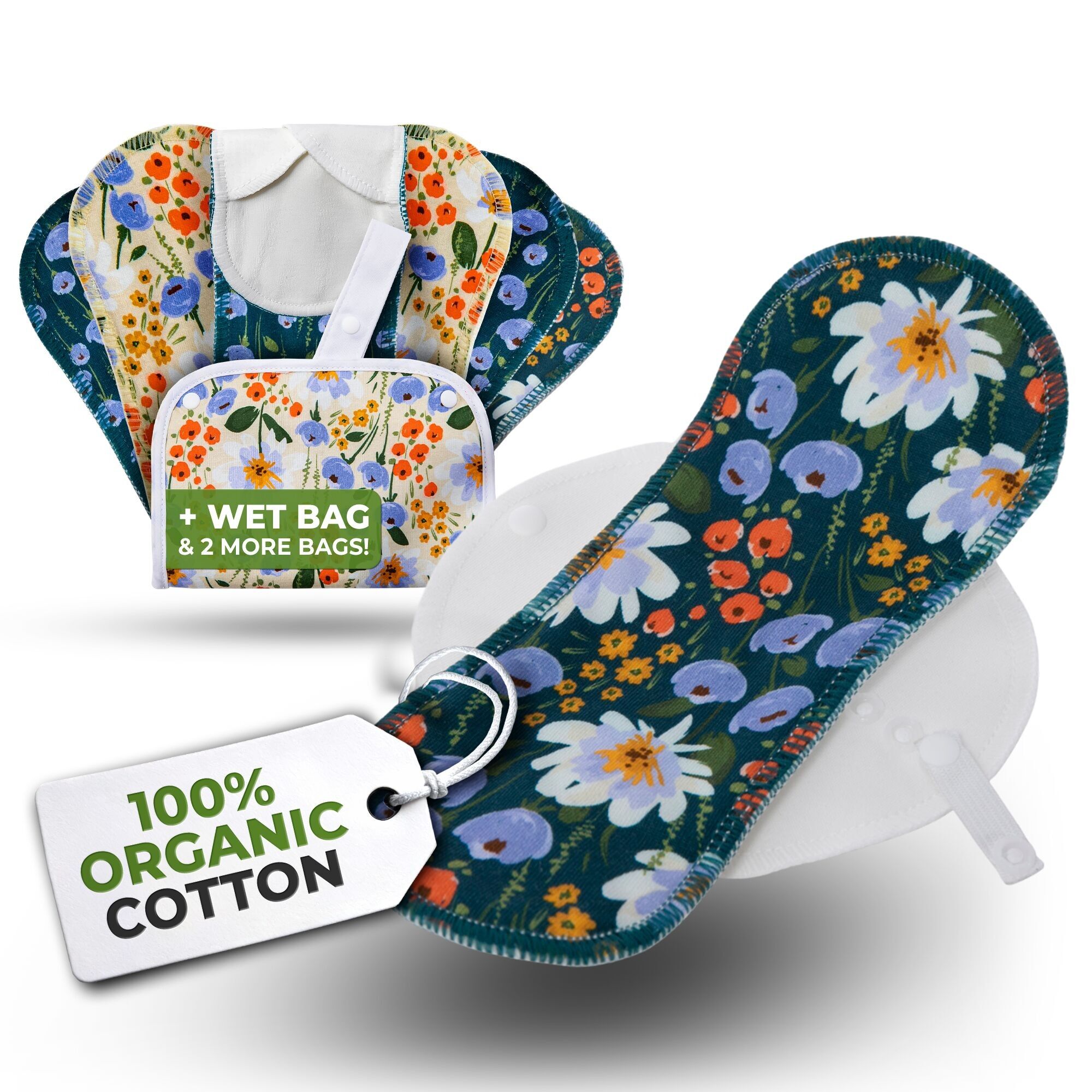 Salvaslip riutilizzabili EcoComfort in cotone biologico per donne e adolescenti (piccoli, confezione da 7) - Blush