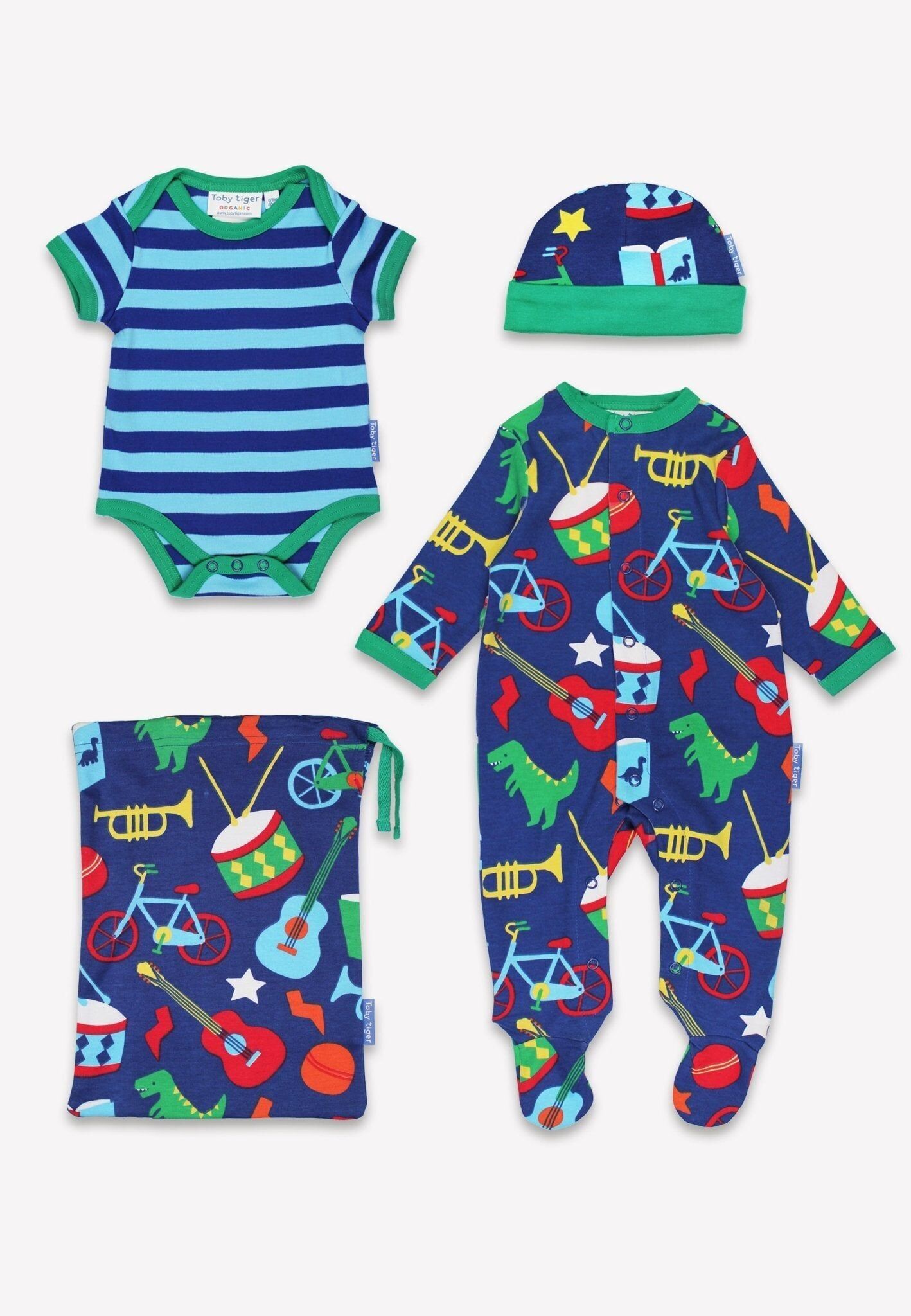 Set regalo per neonati con stampa di giocattoli biologici