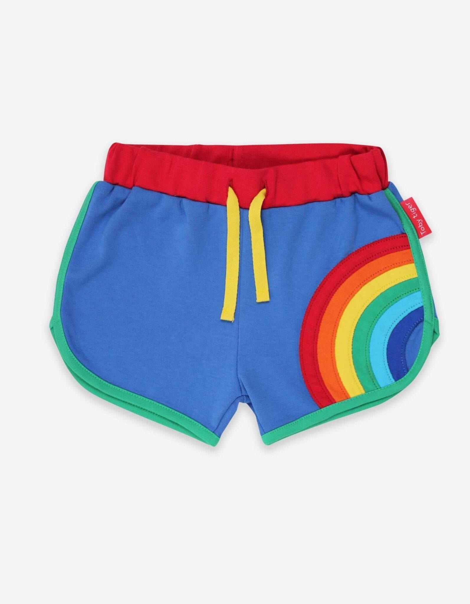 Pantaloncini da corsa organici con applicazioni arcobaleno