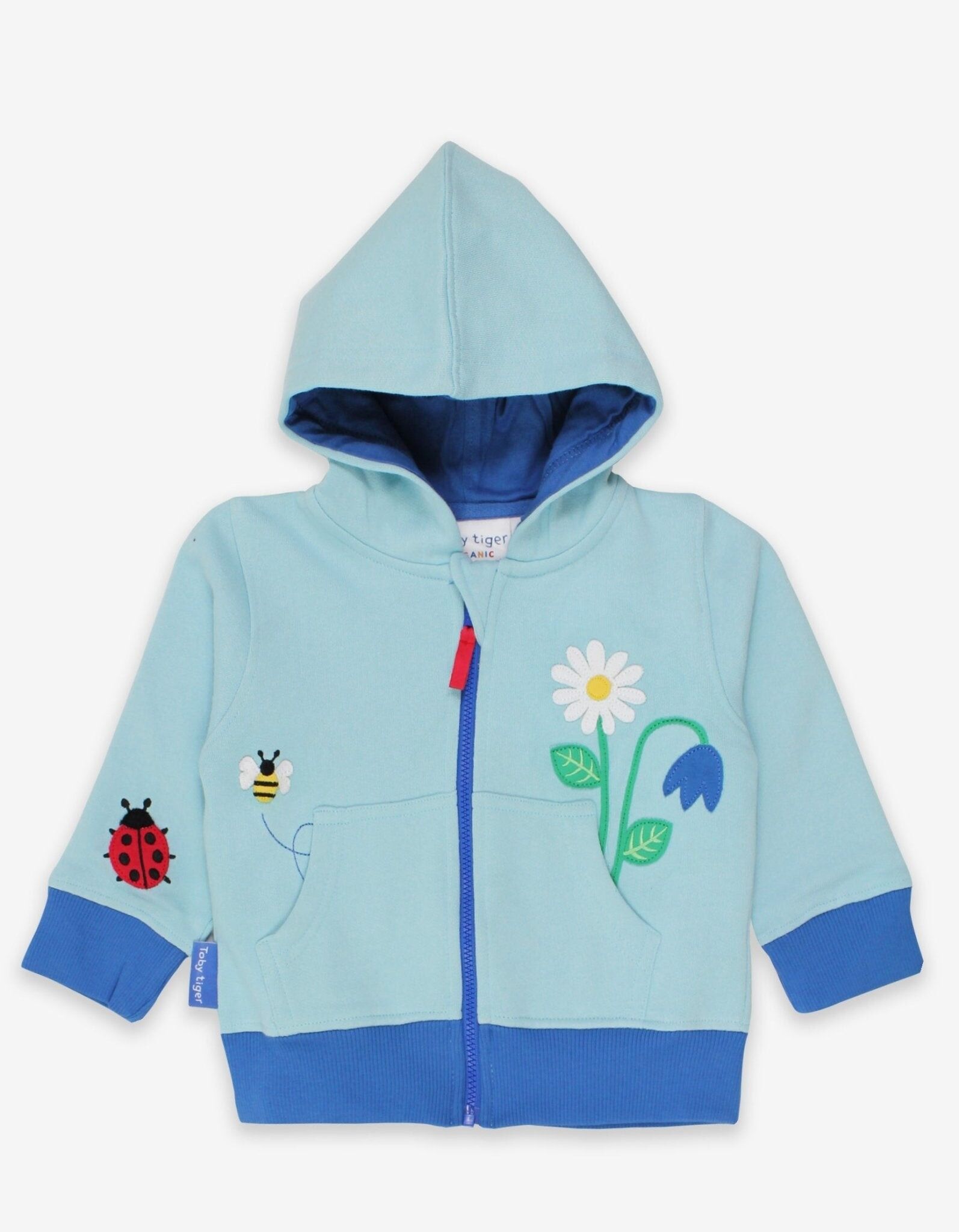 Felpa con cappuccio applique giardino inglese organico