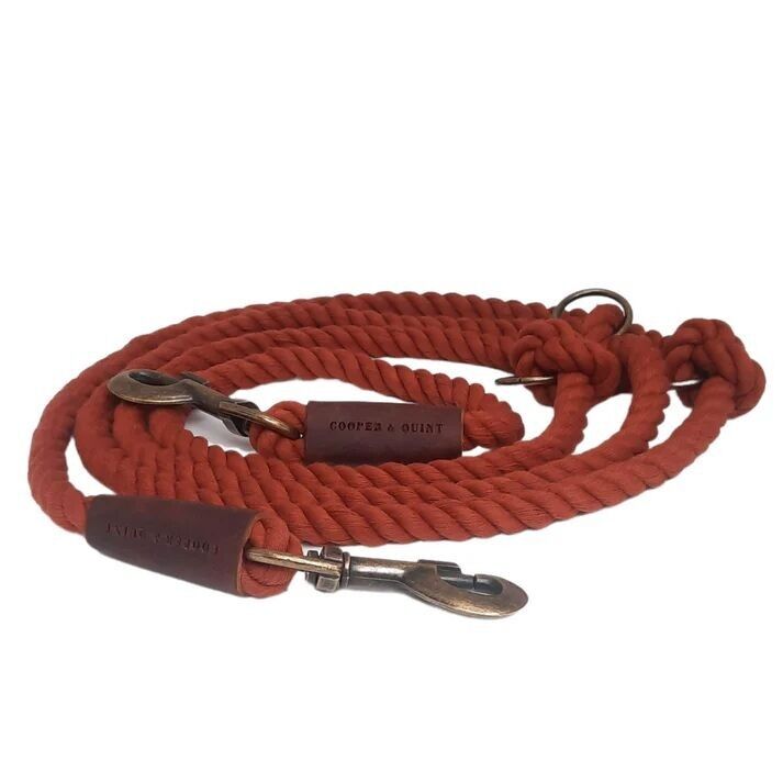 Twisted Cotton Adjustable Dog Leash | Rusty Red