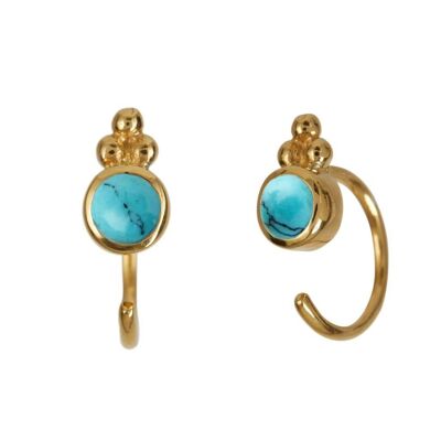 HOLI JEWEL STUD HOOP EARRINGS - GOLD TURQUOISE__default