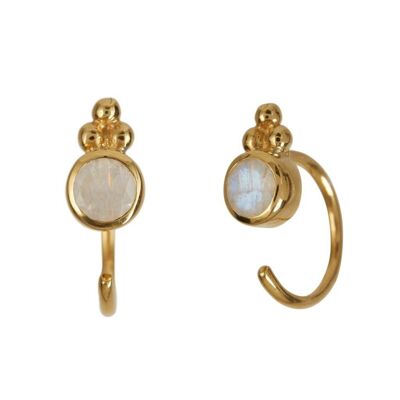 HOLI JEWEL STUD HOOP EARRINGS - GOLD MOONSTONE__default