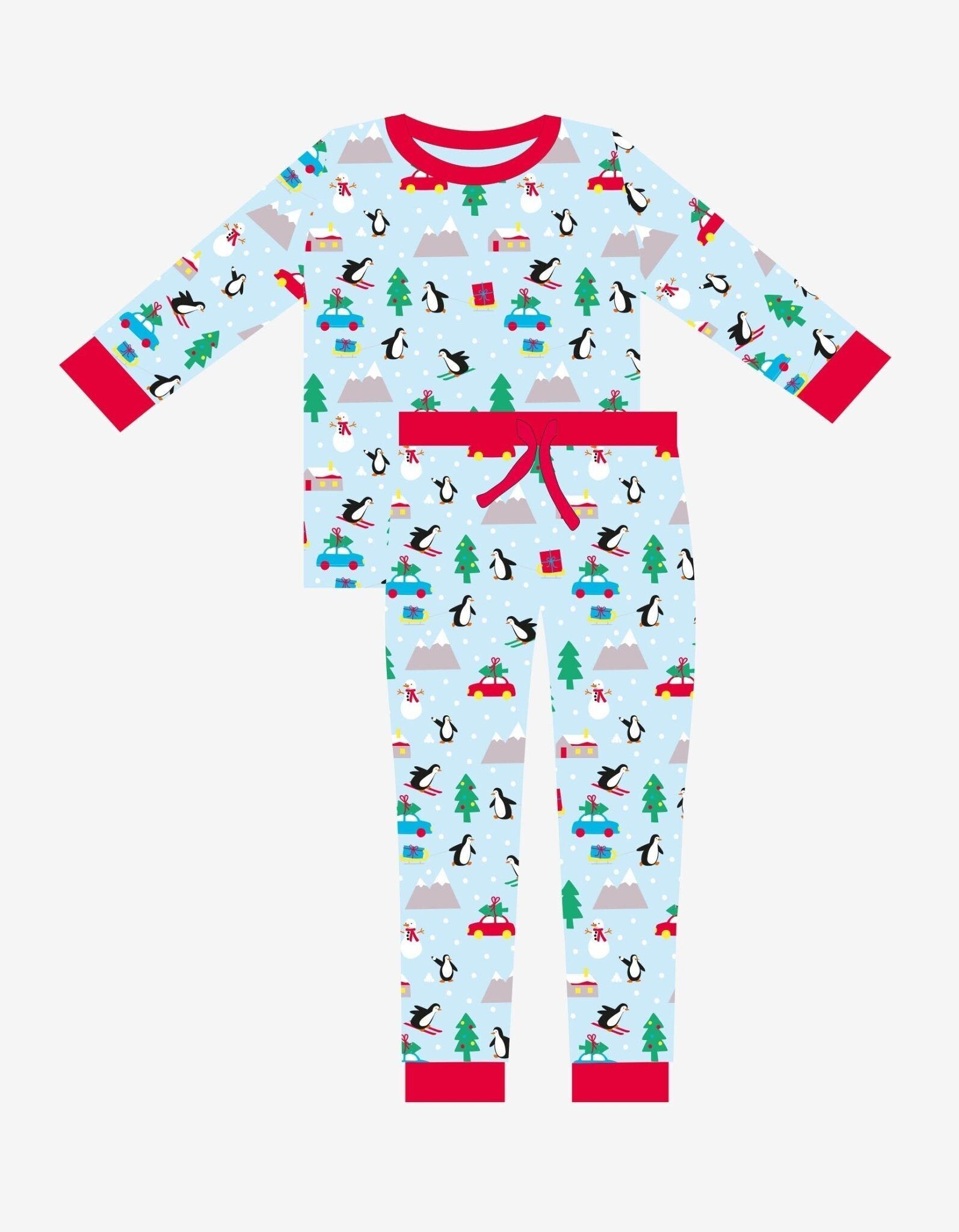 Pyjama für Erwachsene mit Bio-Pinguin-Weihnachtsdruck