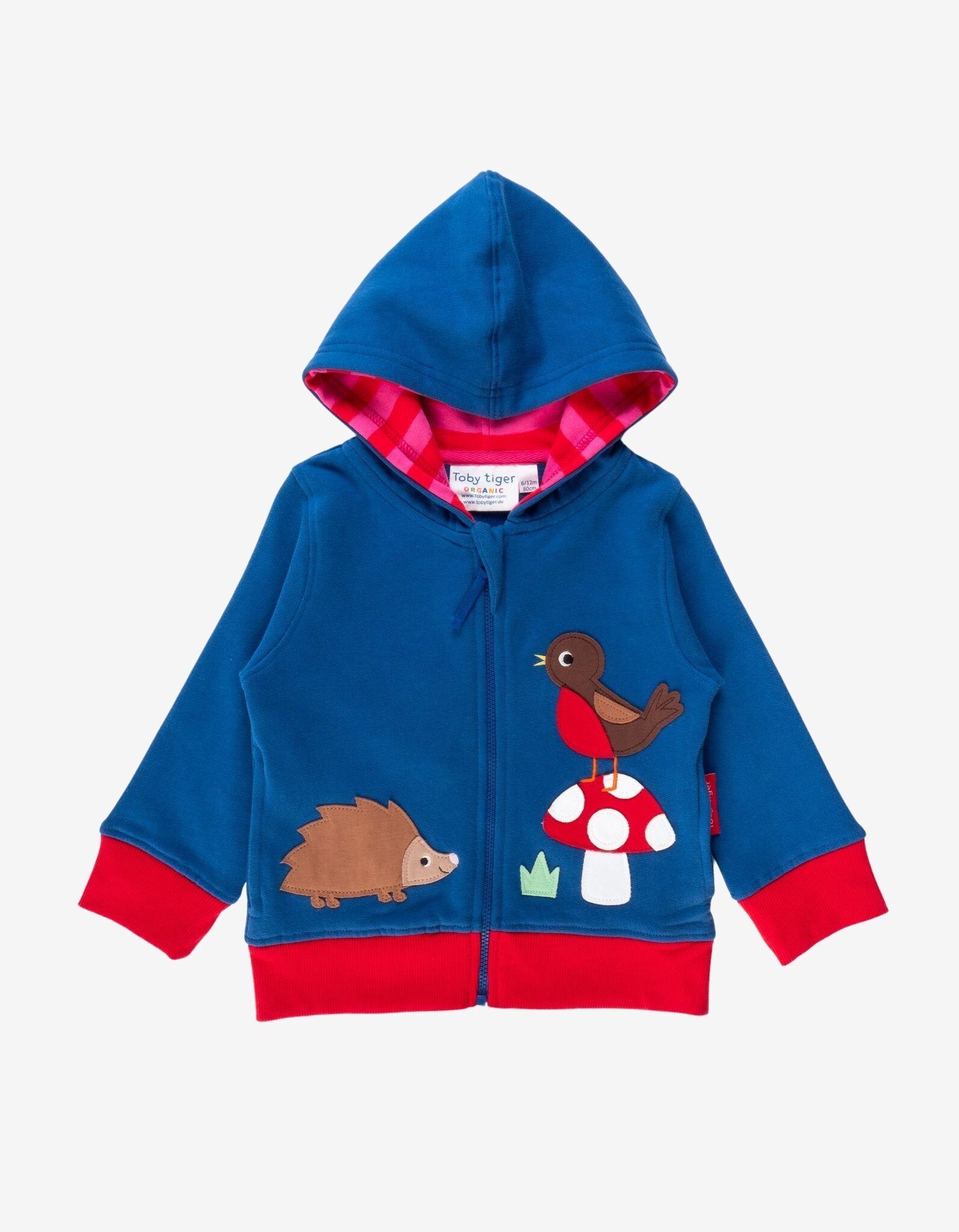 Felpa con cappuccio con applicazione di funghi floreali organici