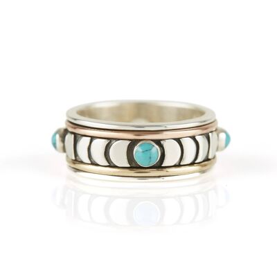 Moon phase turquoise spinning ring__s / silver