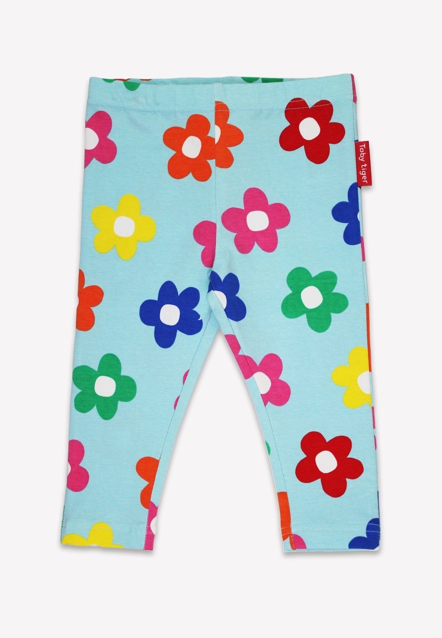 Leggings stampati con fiori arcobaleno biologici