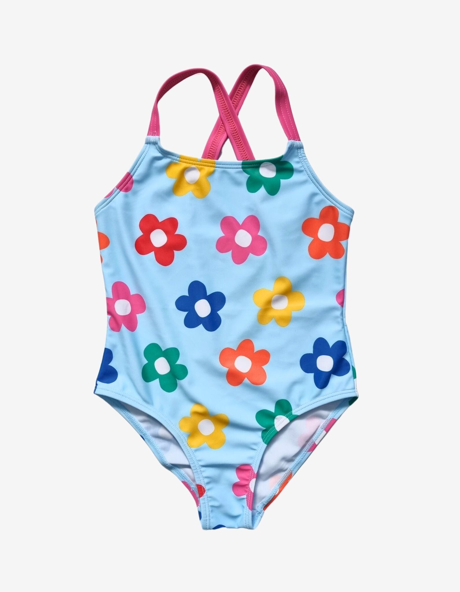 Traje de baño con estampado de flores de arcoíris