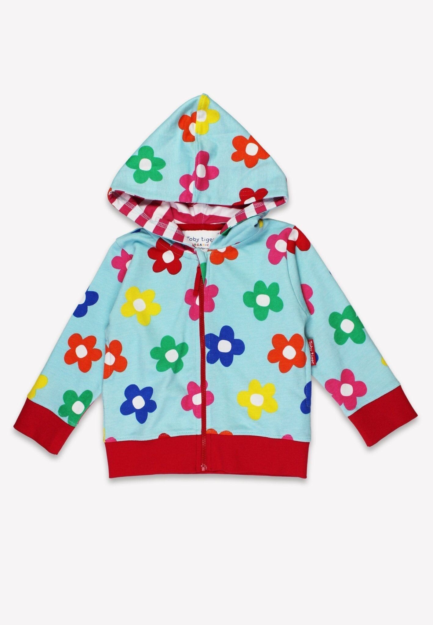 Sudadera con capucha con estampado de flores de arcoíris orgánico