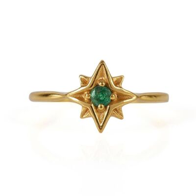 Guiding north star ring - gold and emerald__s / emerald