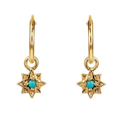 GUIDING NORTH STAR MINI HOOP EARRINGS - GOLD TURQUOISE__default