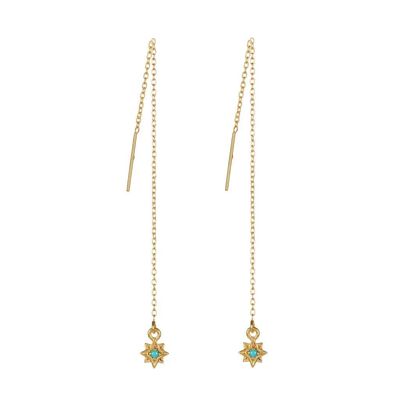 GUIDING NORTH STAR THREADER EARRINGS - GOLD TURQUOISE__default