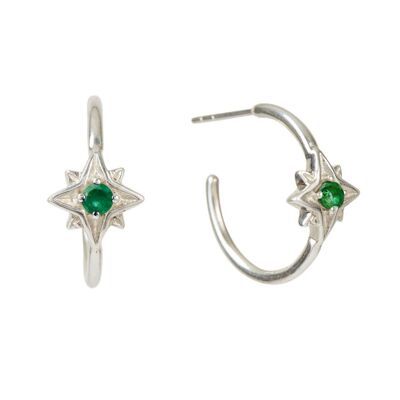 GUIDING NORTH STAR HOOP EARRINGS - EMERALD__default