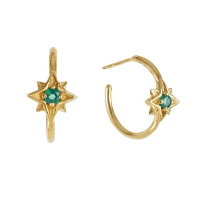 GUIDING NORTH STAR HOOP EARRINGS - GOLD EMERALD__default